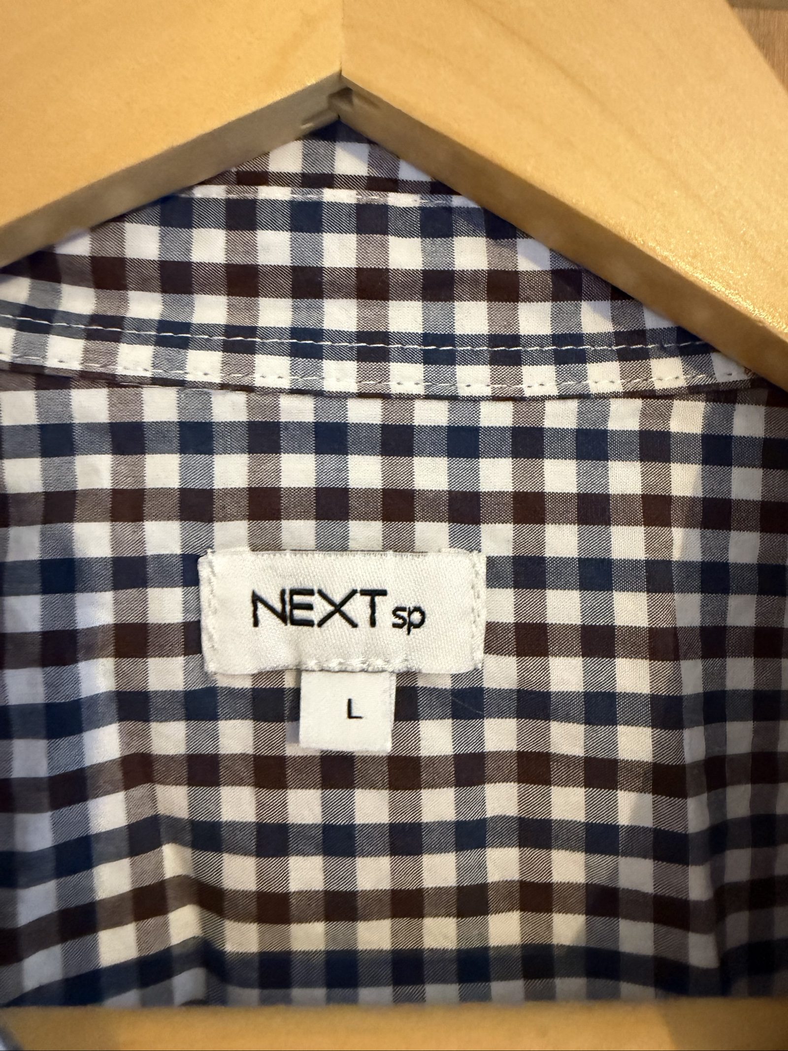 Next Men's Large Navy Burgundy Check Shirt Button-Down Collar image 3