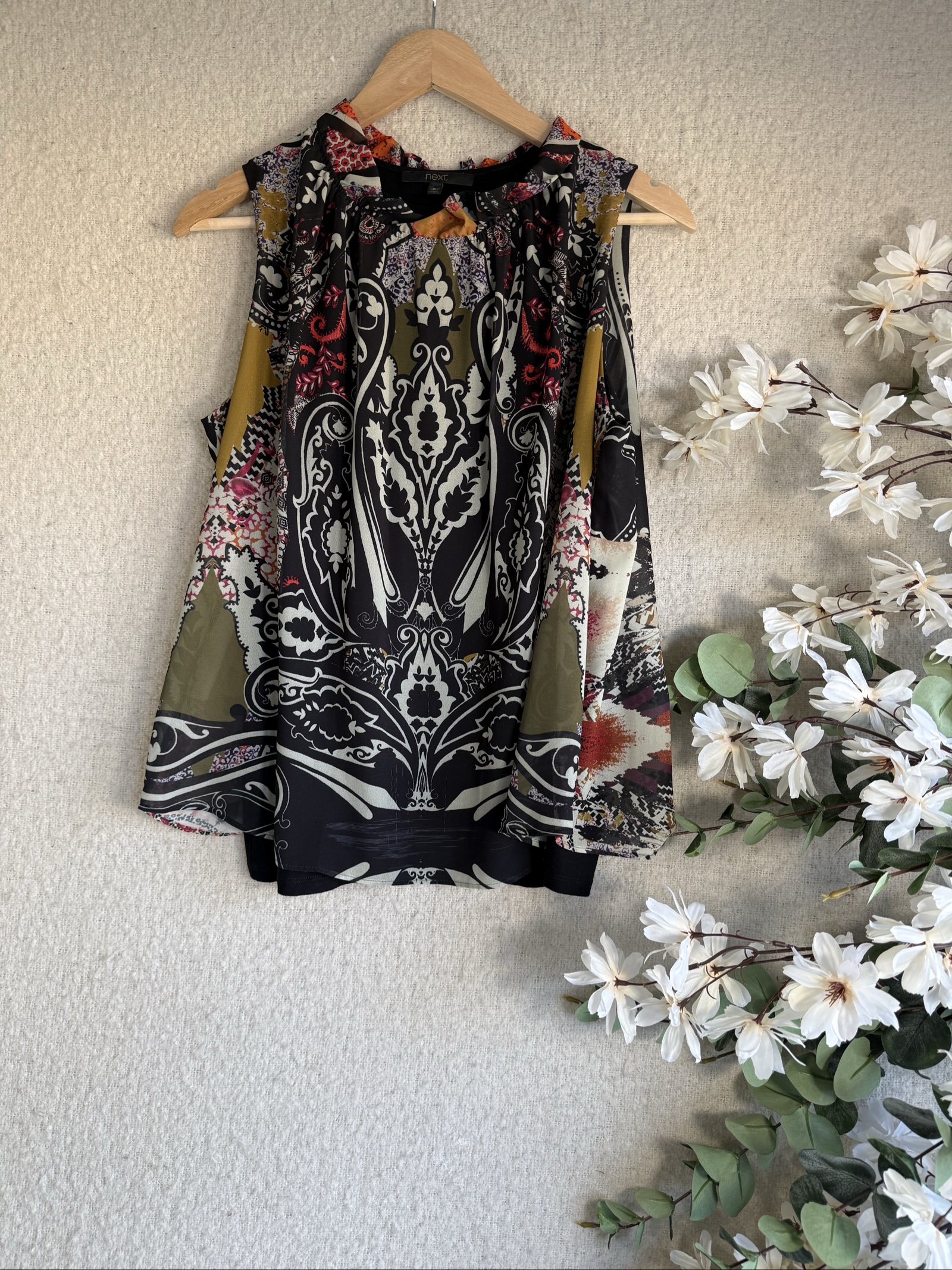 Next Multi Colour Paisley Print Sleeveless Top Size 10 Lightweight Summer Chic