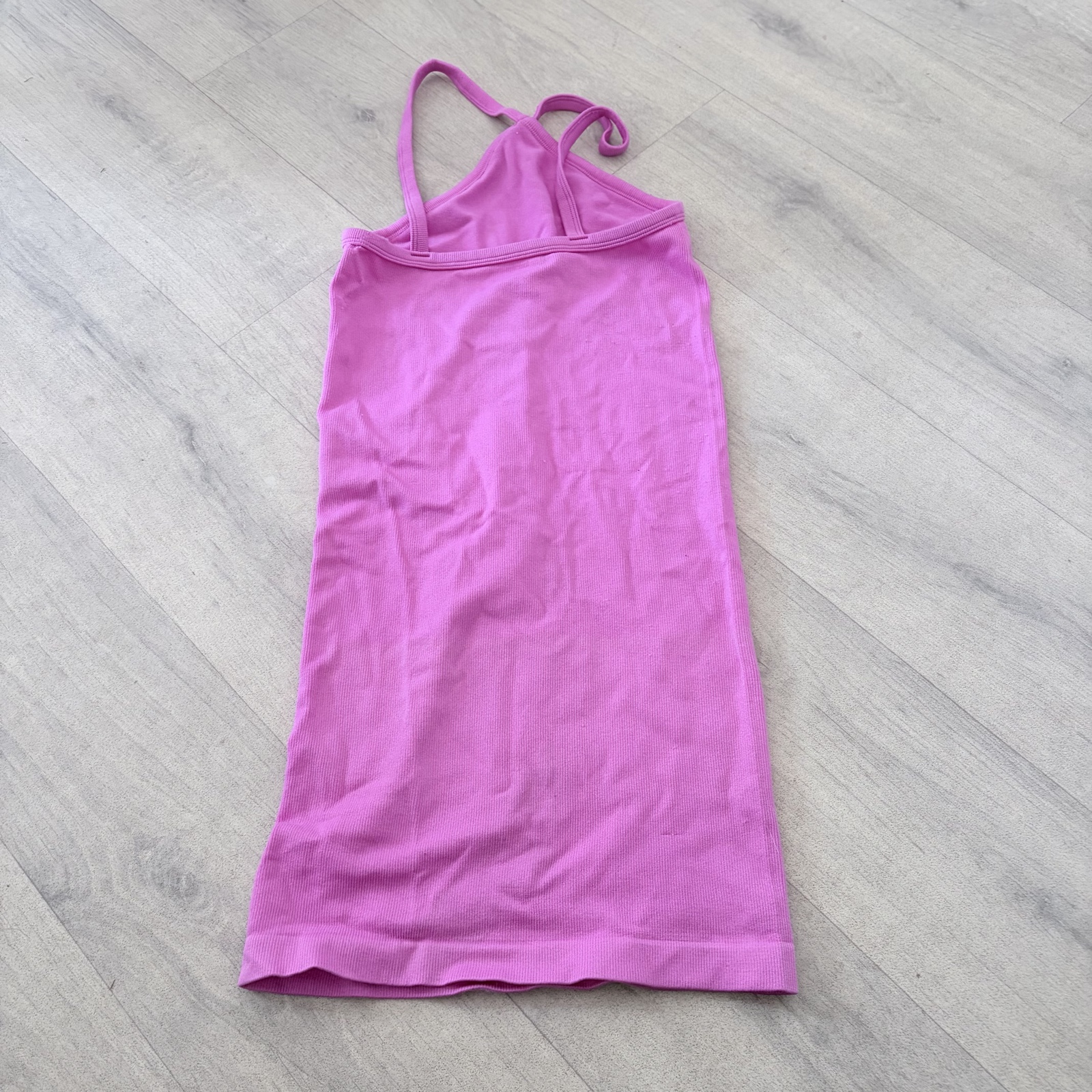 Pink Ribbed Strappy Mini Dress XS