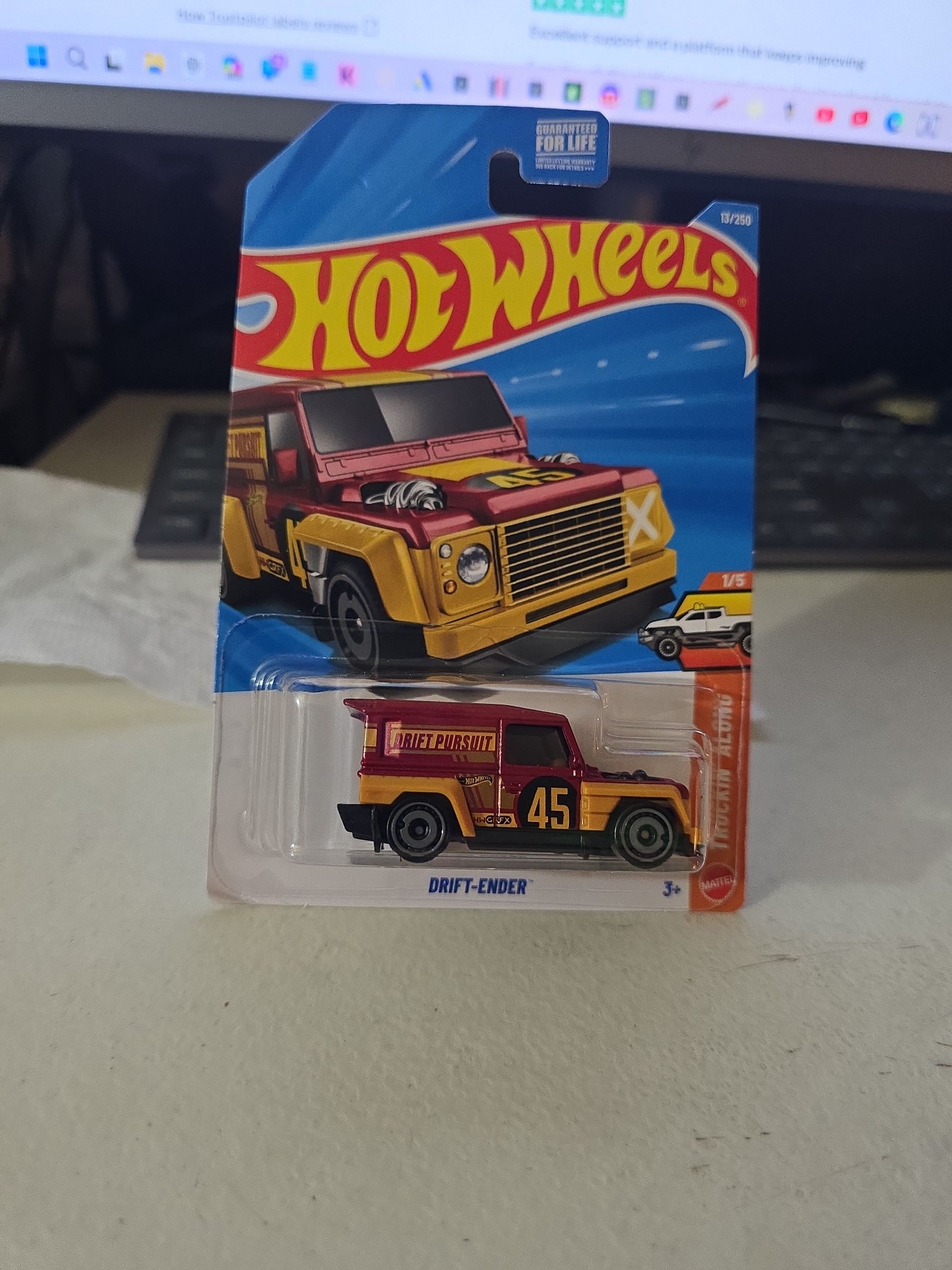 Hot Wheels Drift-Ender Red & Yellow Toy Car Collectible