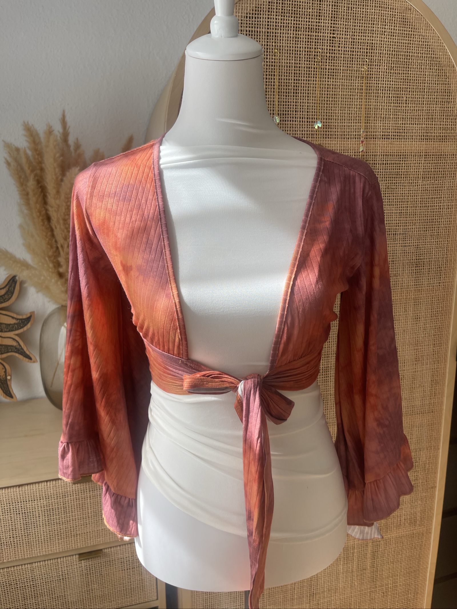 3 Women Crop Tops Black Brown & Rust Tie Front Ribbed Knit Size S-M image 3