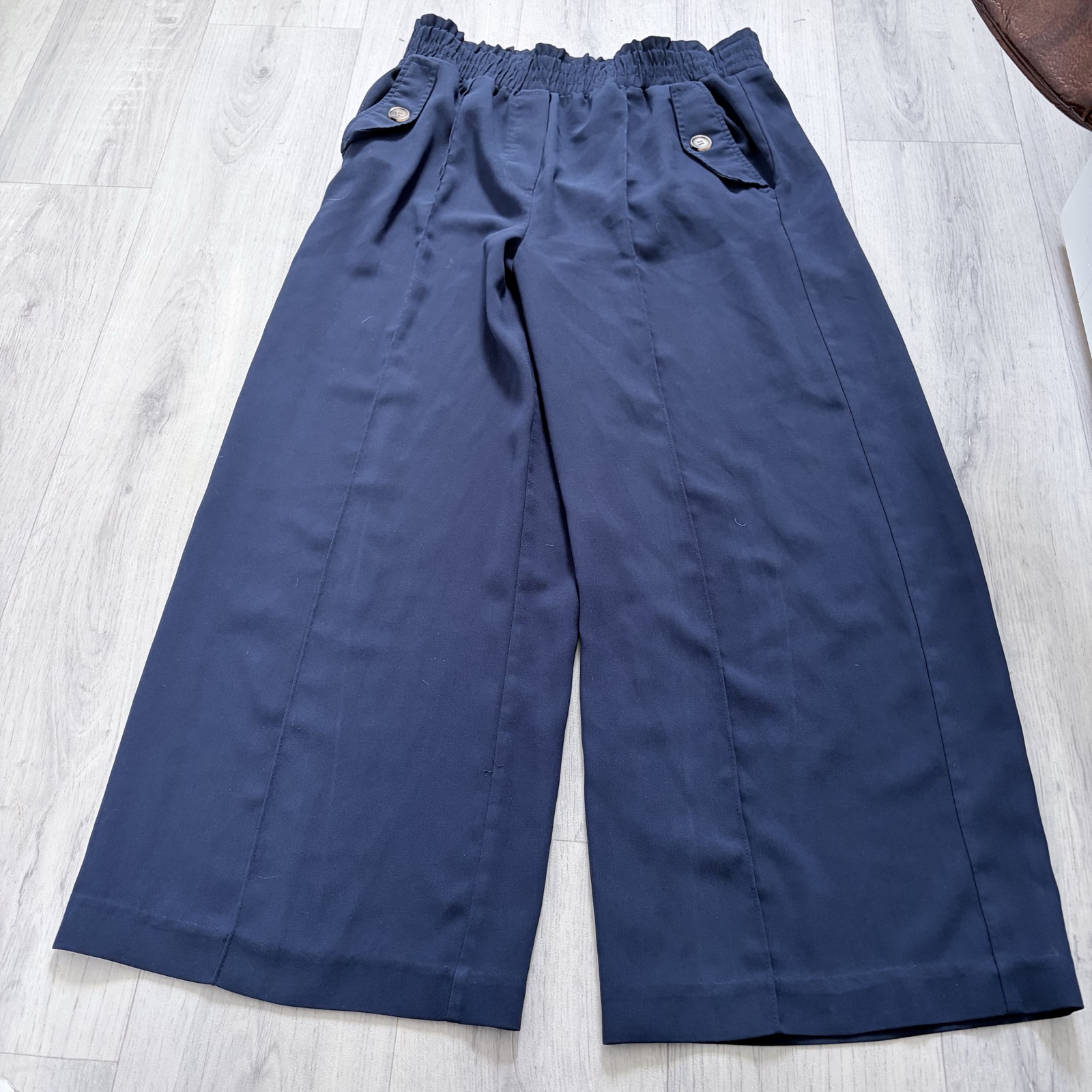 Tu Navy Wide Leg Cropped Trousers UK 12