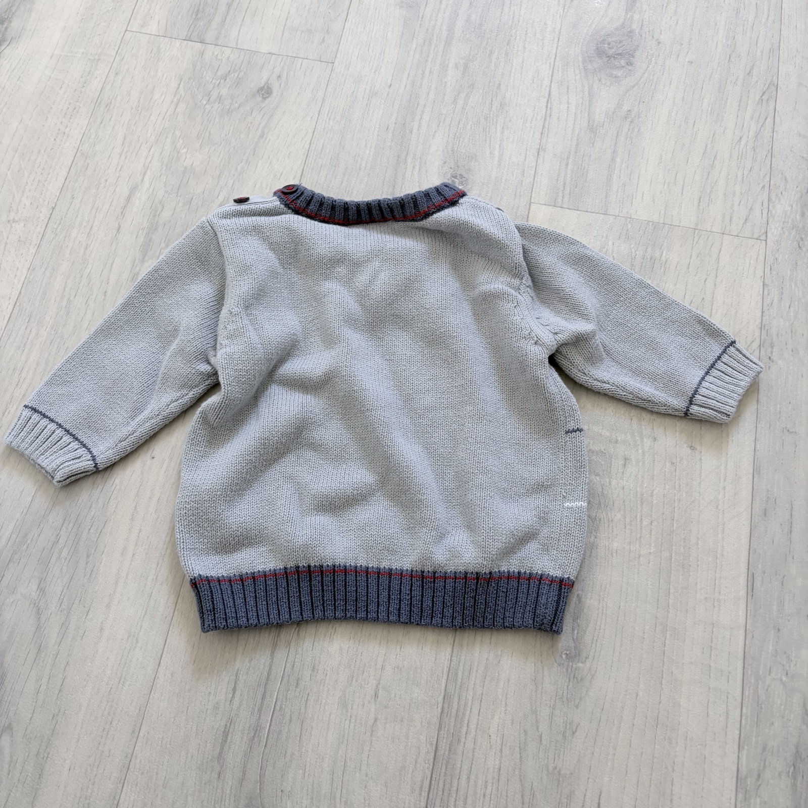 Baby Boutique Grey Knit Sweater 3-6 Months with Hood image 2