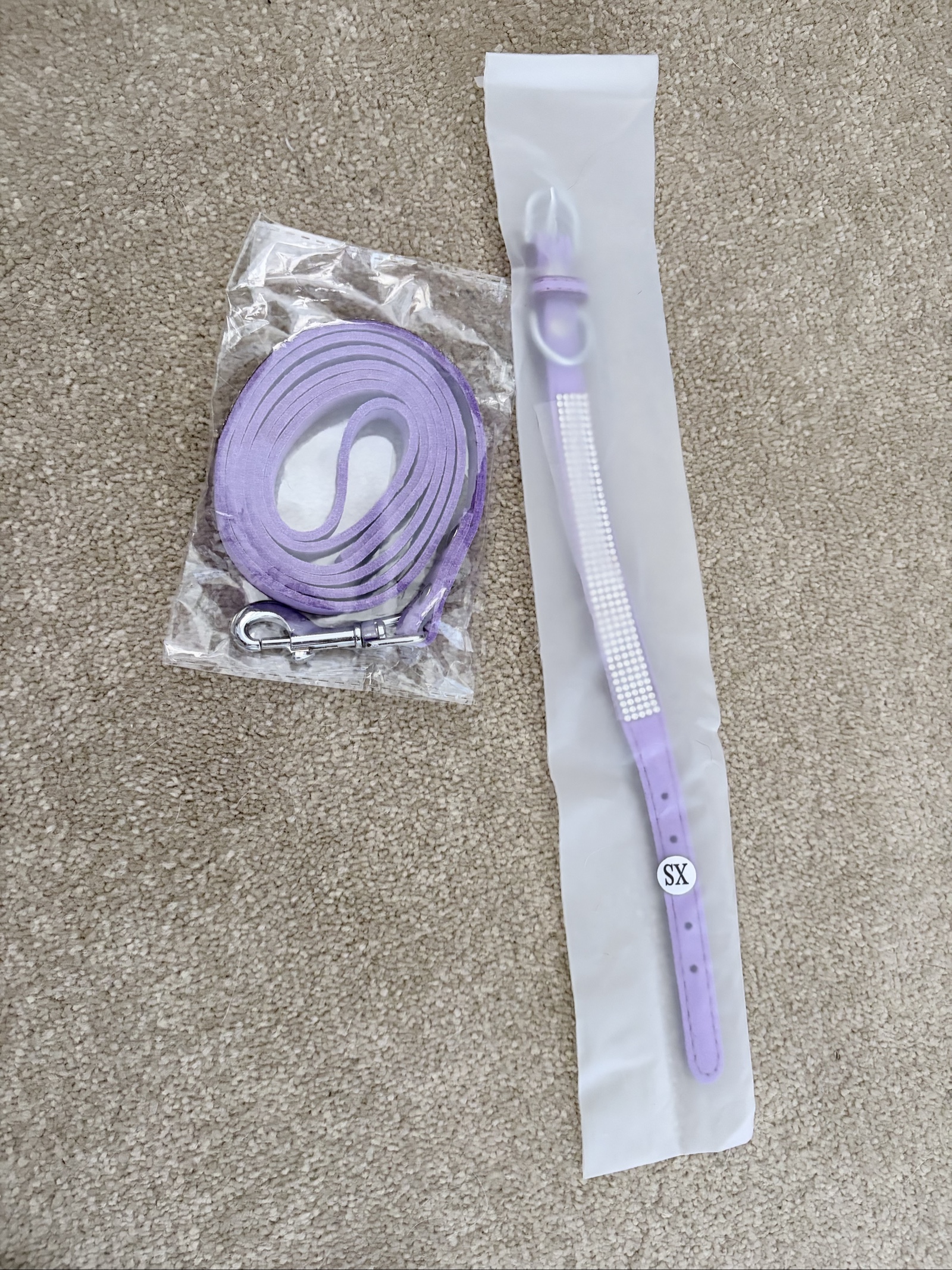 Purple Dog Collar & Lead Set extra Small Size
