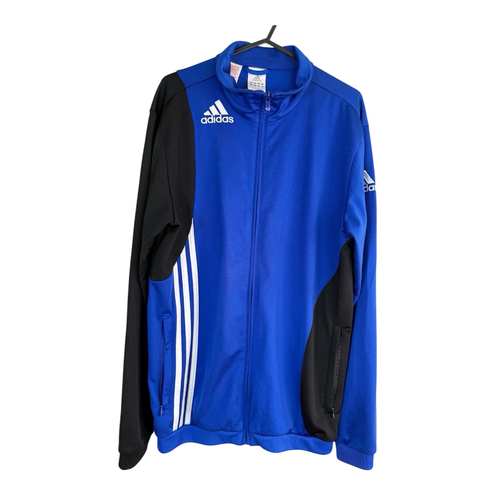 Adidas Track Jacket Mens XL Blue Black Full Zip Sports Training Top