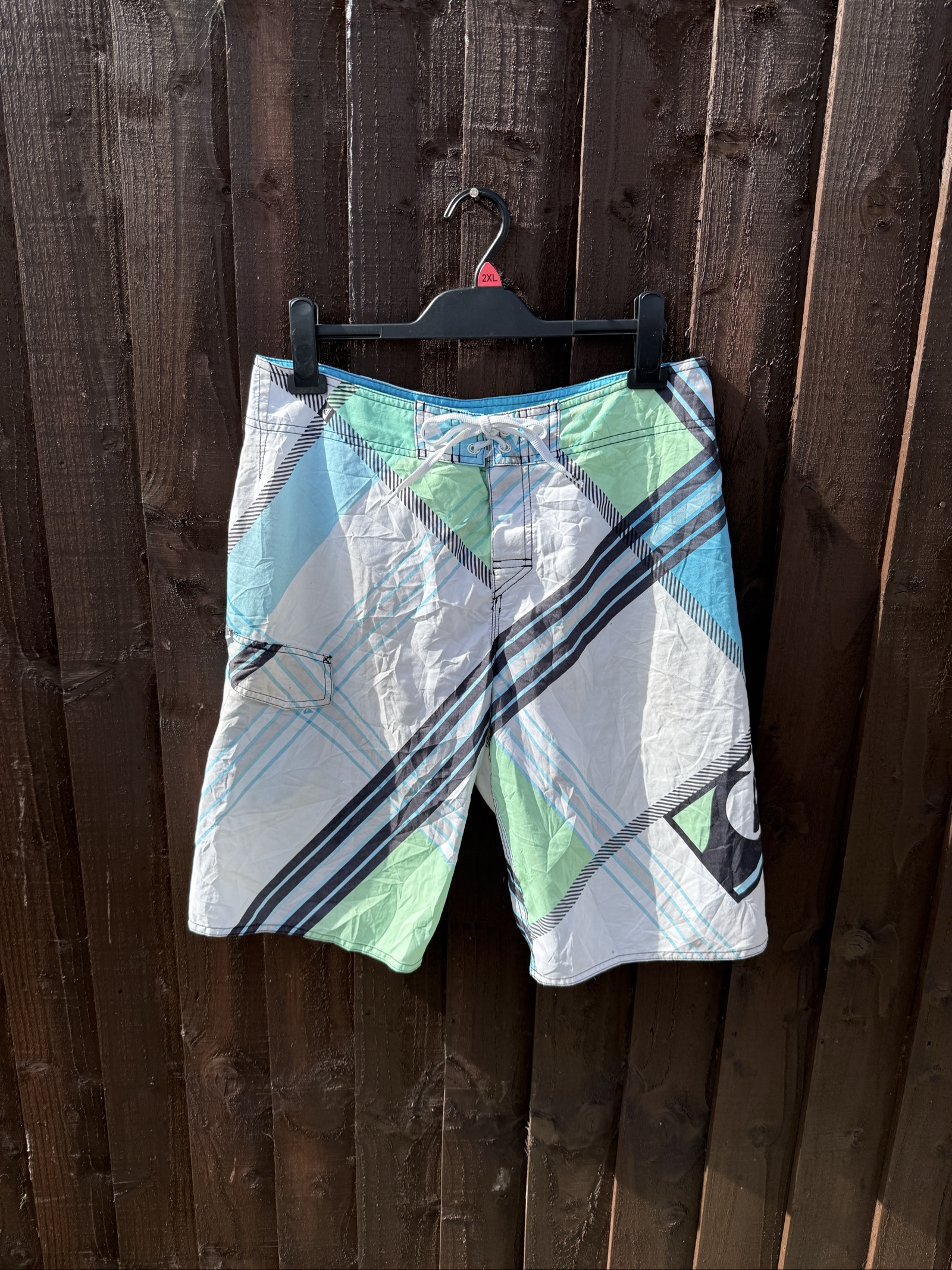 Quiksilver Blue, Green & White Board Shorts