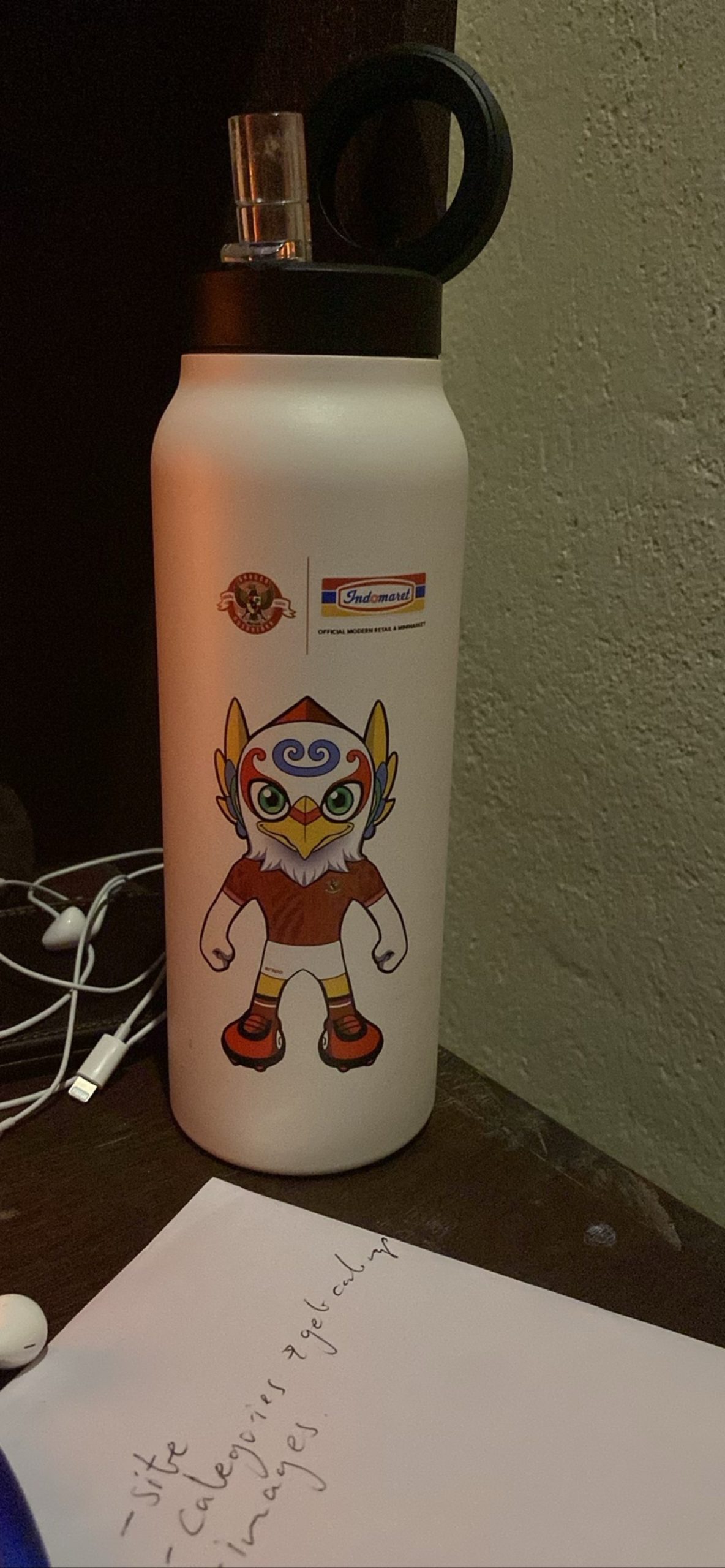 White Reusable Sports Water Bottle with Cartoon Character