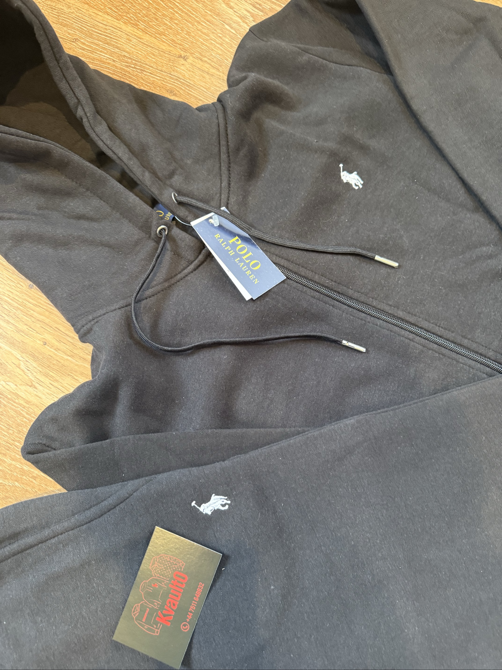 Polo Ralph Lauren Black Hoodie Joggers Tracksuit M White Logo