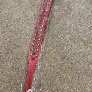 Red Studded Faux Leather Dog Collar Small