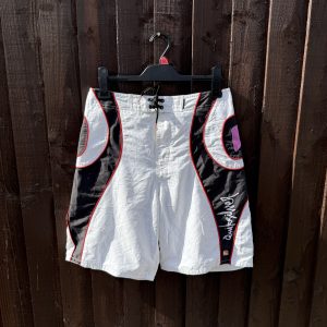 Quiksilver White & Black Board Shorts 2XL with Drawstring Waist