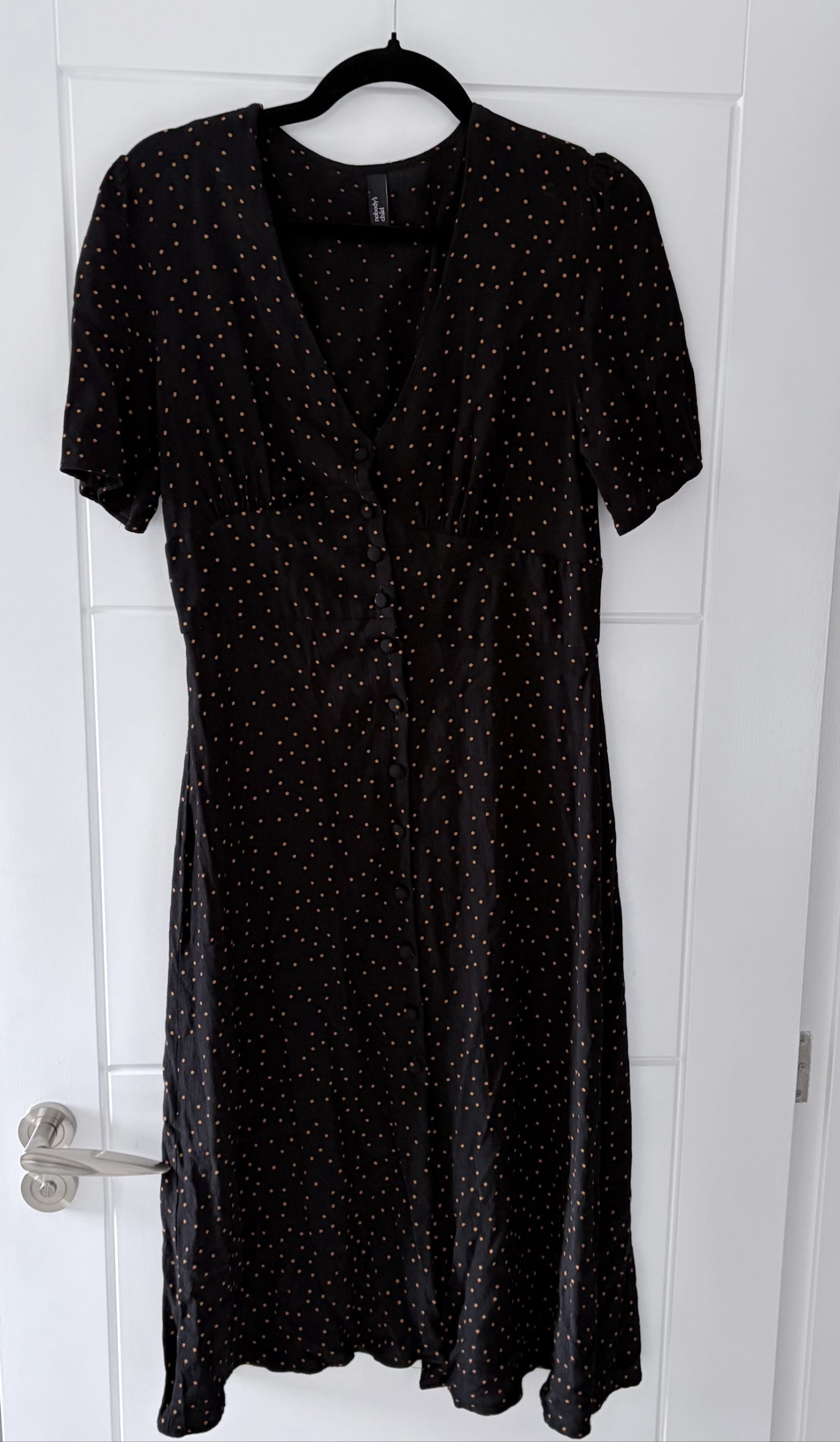 Nobody's Child Black & Brown Polka Dot Midi Dress UK 12