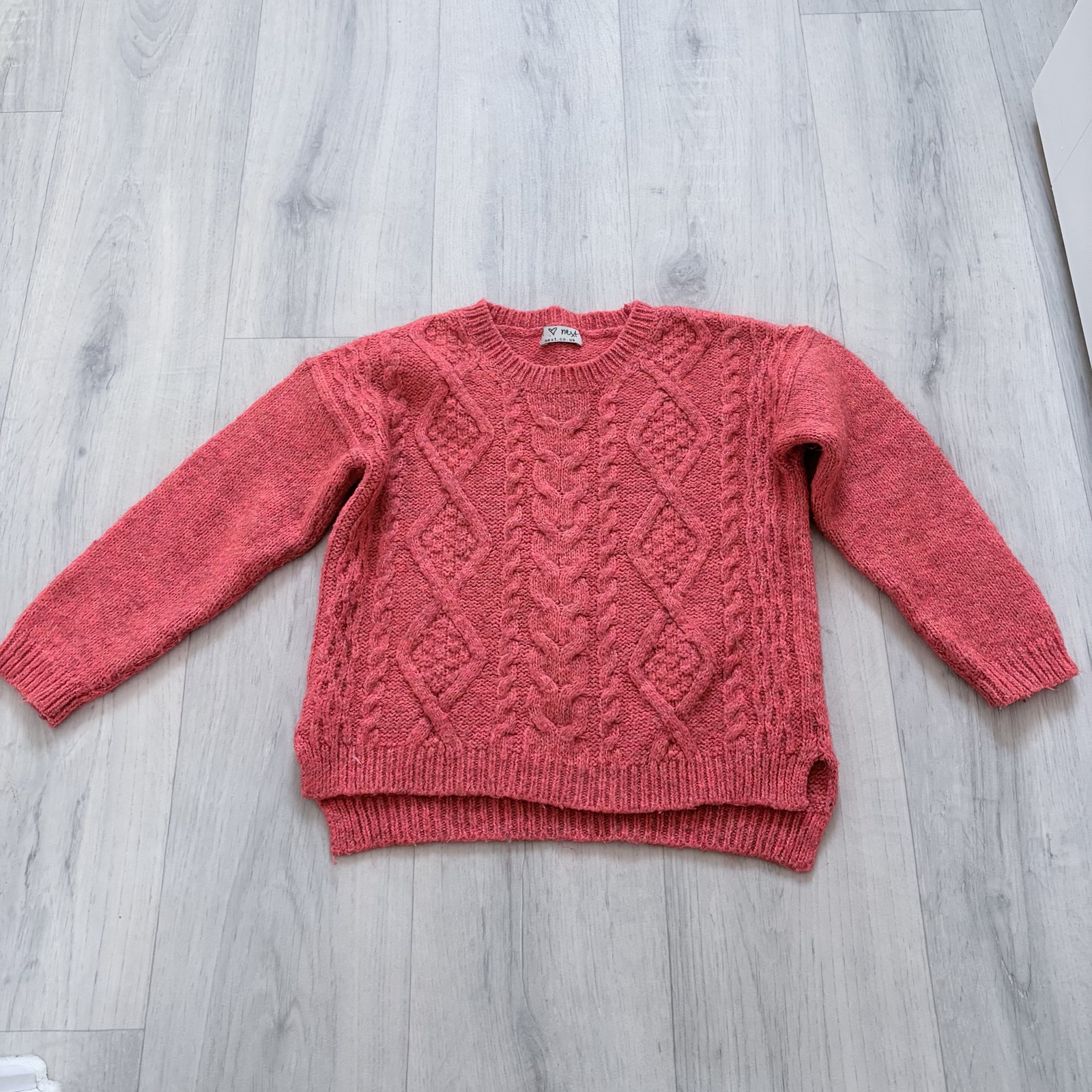 Next Coral Cable Knit Jumper 6 Yrs Wool Blend
