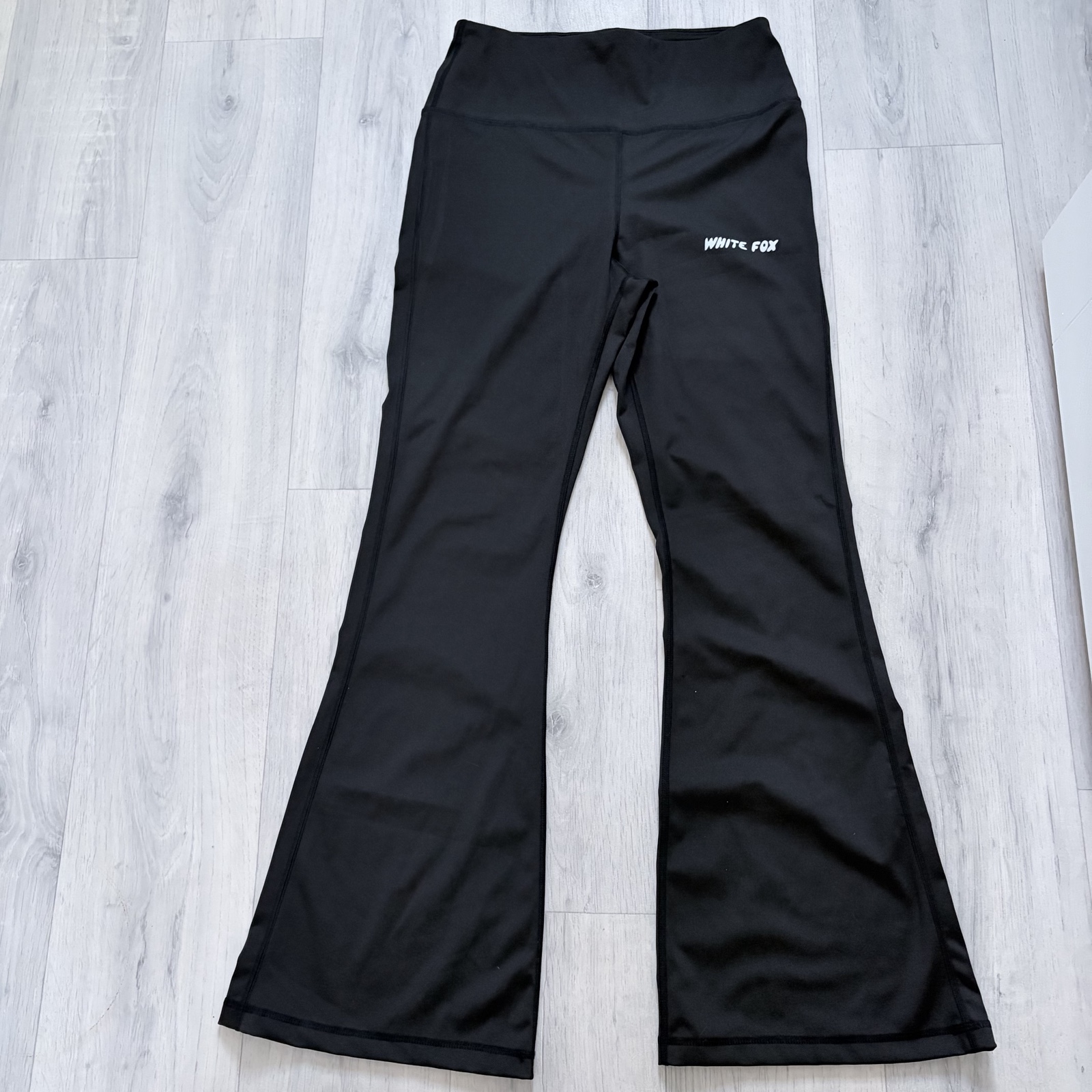 White Fox Black Flared Leggings Medium Polyester Elastane