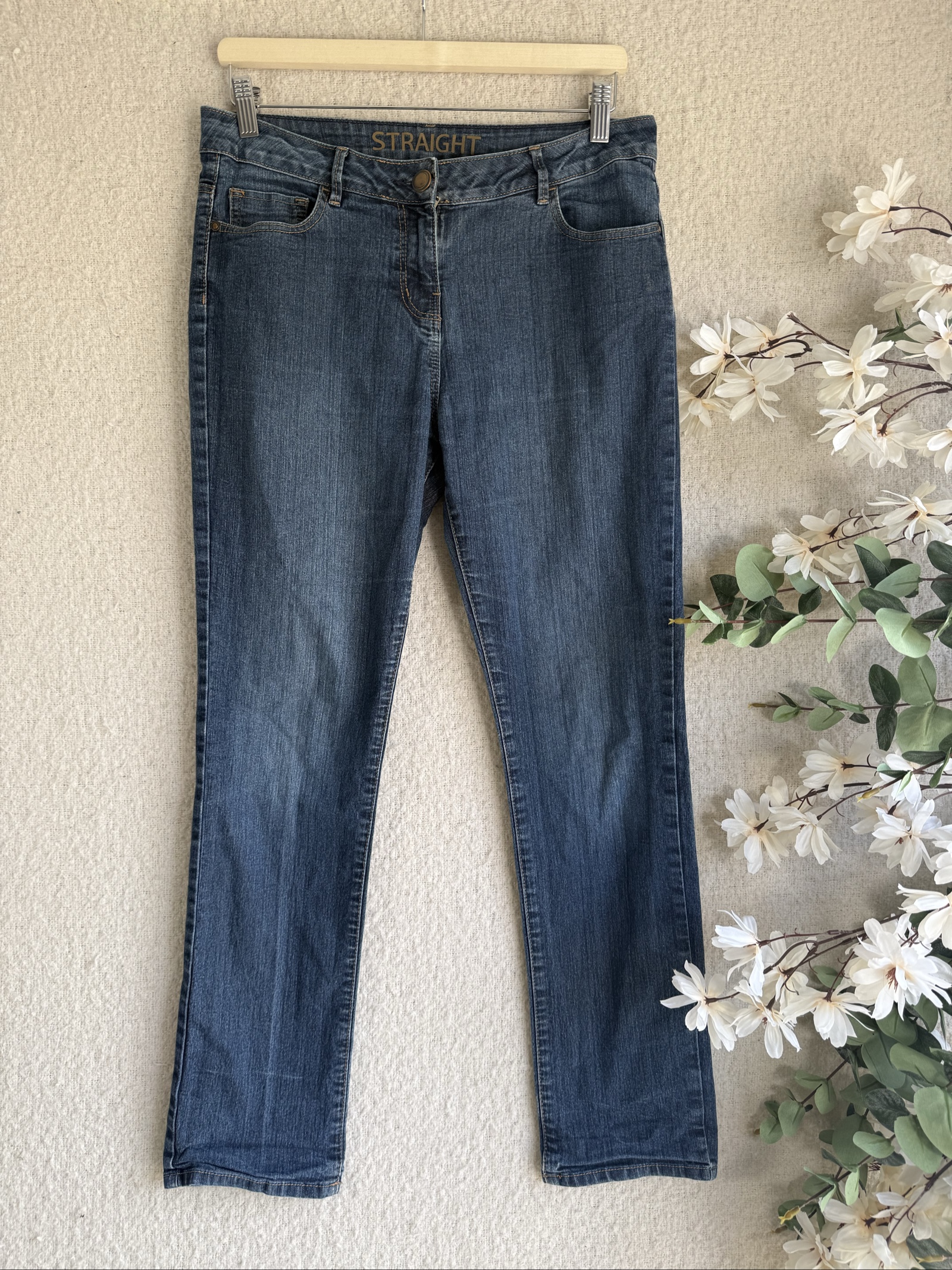 George Blue Straight Leg Denim Jeans Size 12 Classic Fit Quality Denim
