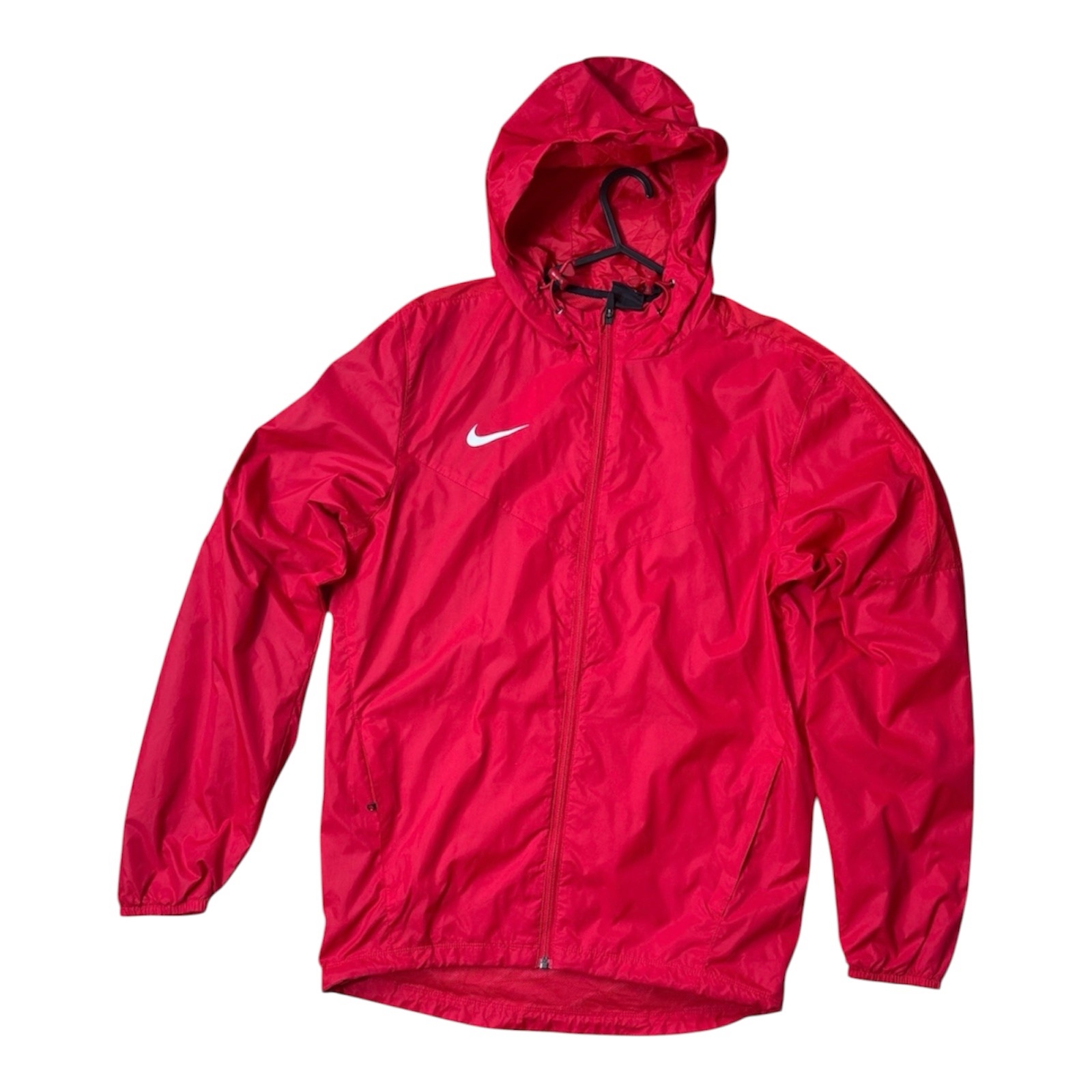 Nike Windbreaker Jacket Small Red Hooded Lightweight Swoosh Logo Leipzig 2017 Event Rare Streetwear Retro