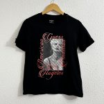 Guess Black Graphic T-Shirt Women M 100% Organic Cotton - 2208