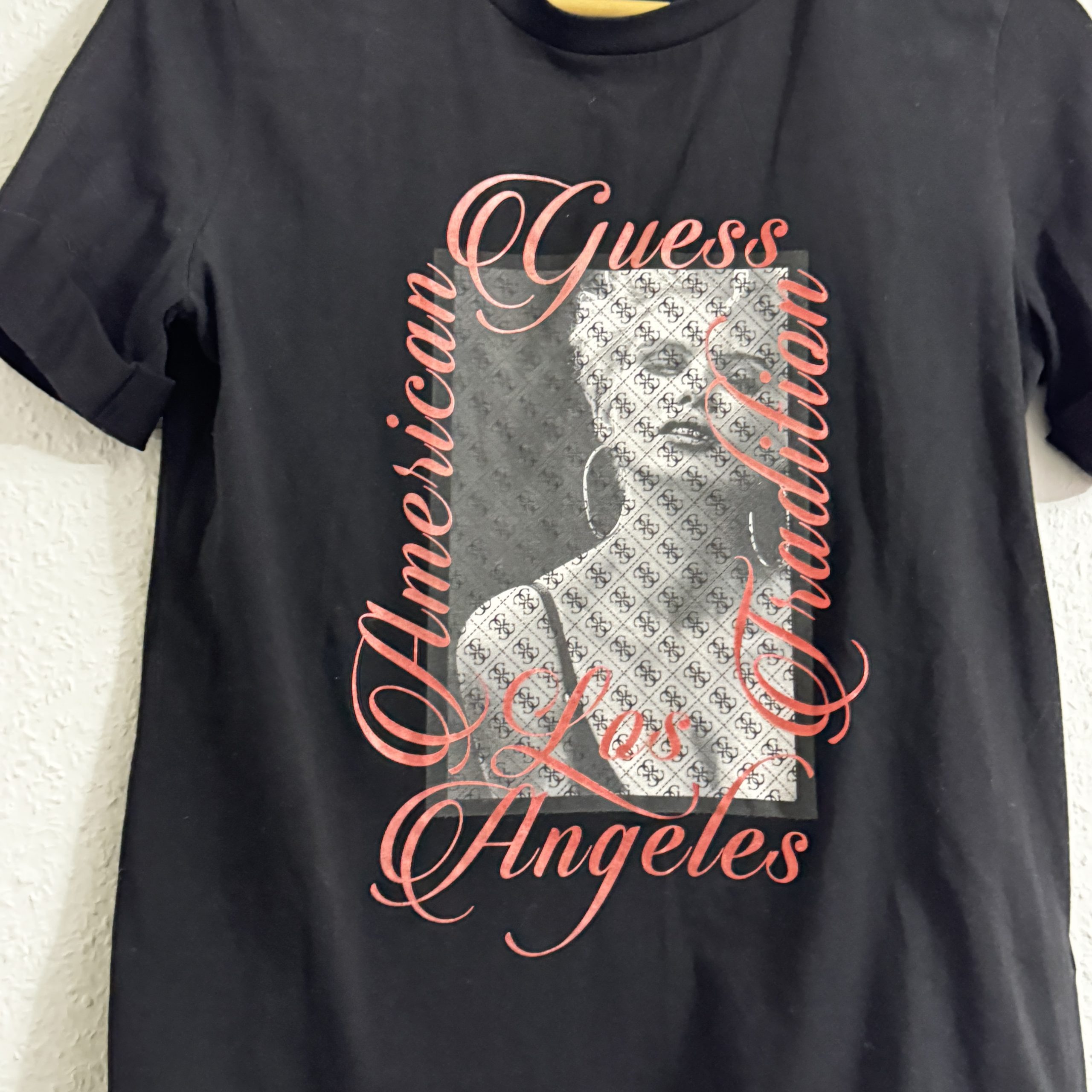Guess Black Graphic T-Shirt Women M 100% Organic Cotton - 2208 image 4
