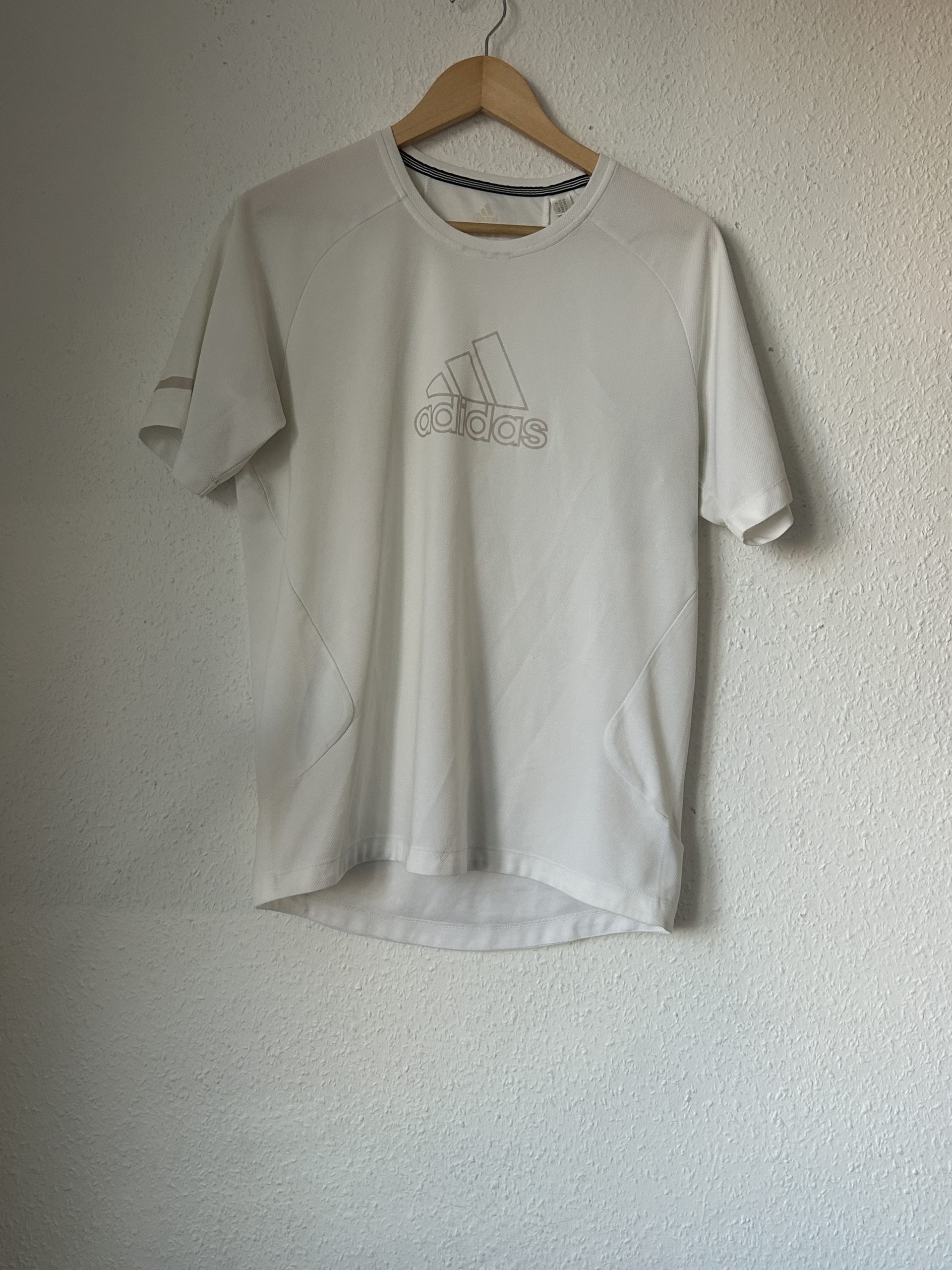 Adidas White Crew Neck T-Shirt Size S with Logo - 2159