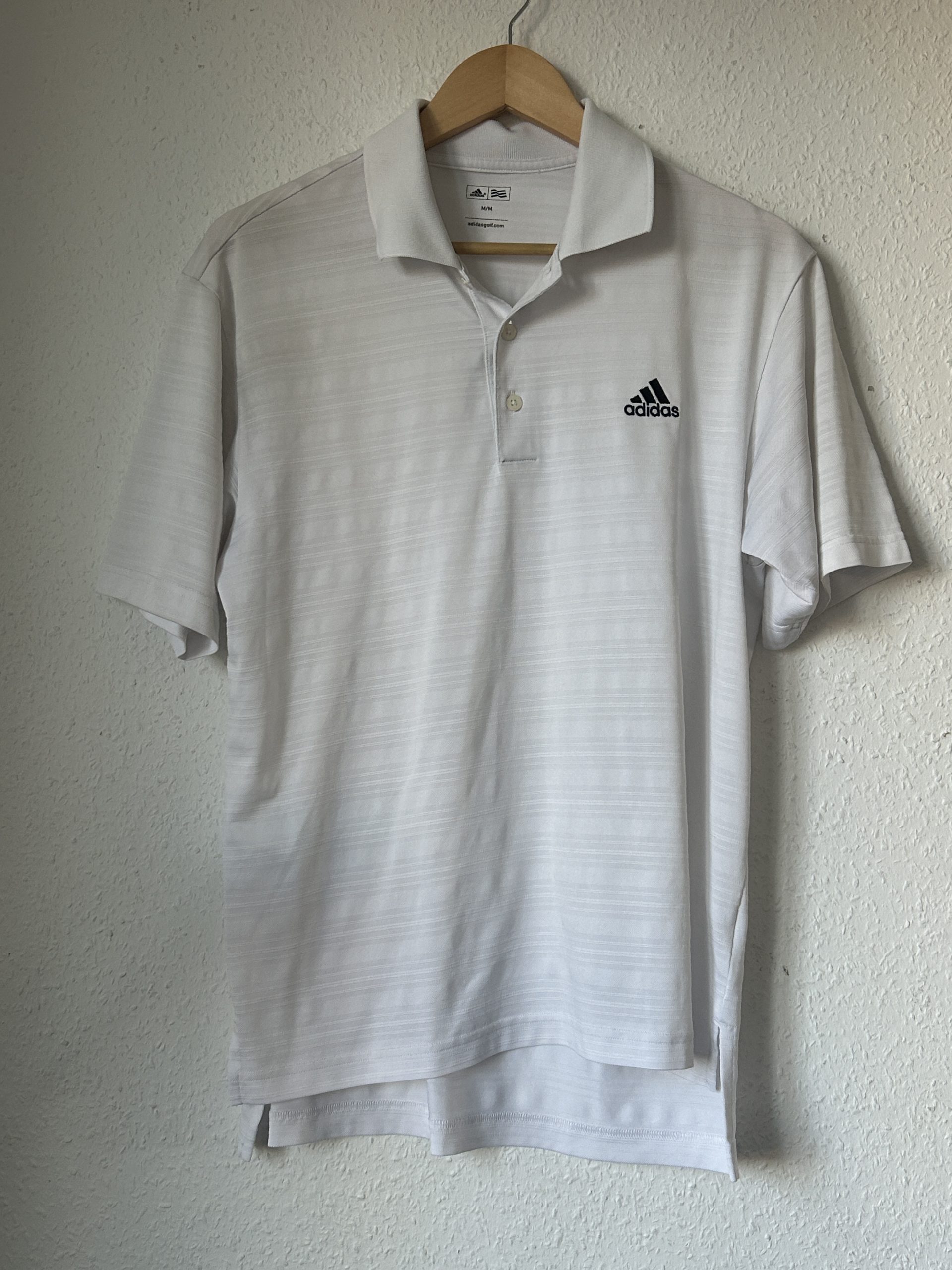 Adidas White Golf Polo Shirt M Medium Classic Logo - 2156