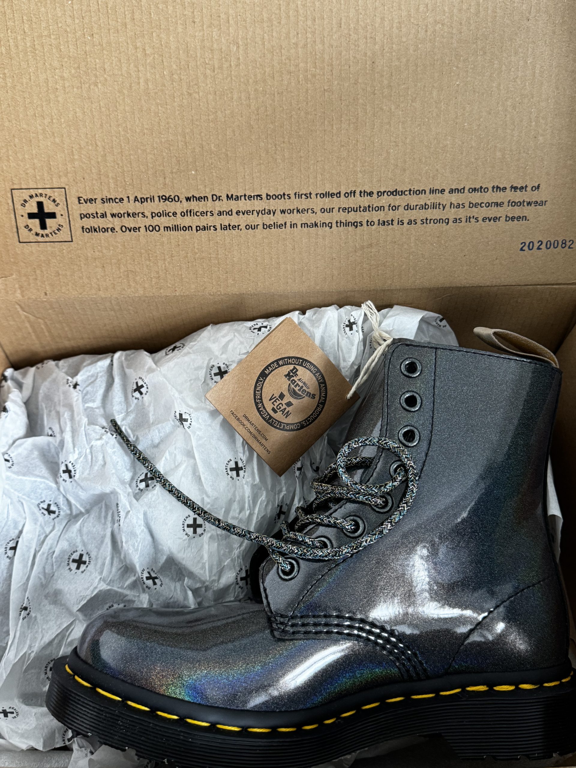 Dr Martens Grey Vegan Prism 1460 Pascal Boots UK 3 EU 36