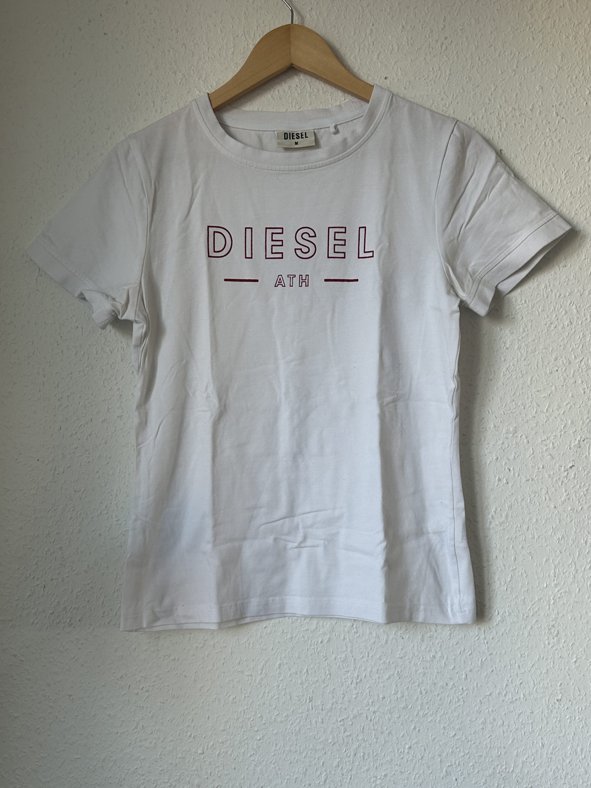 Diesel White Cotton T-Shirt Medium Diesel ATH Print - 2152