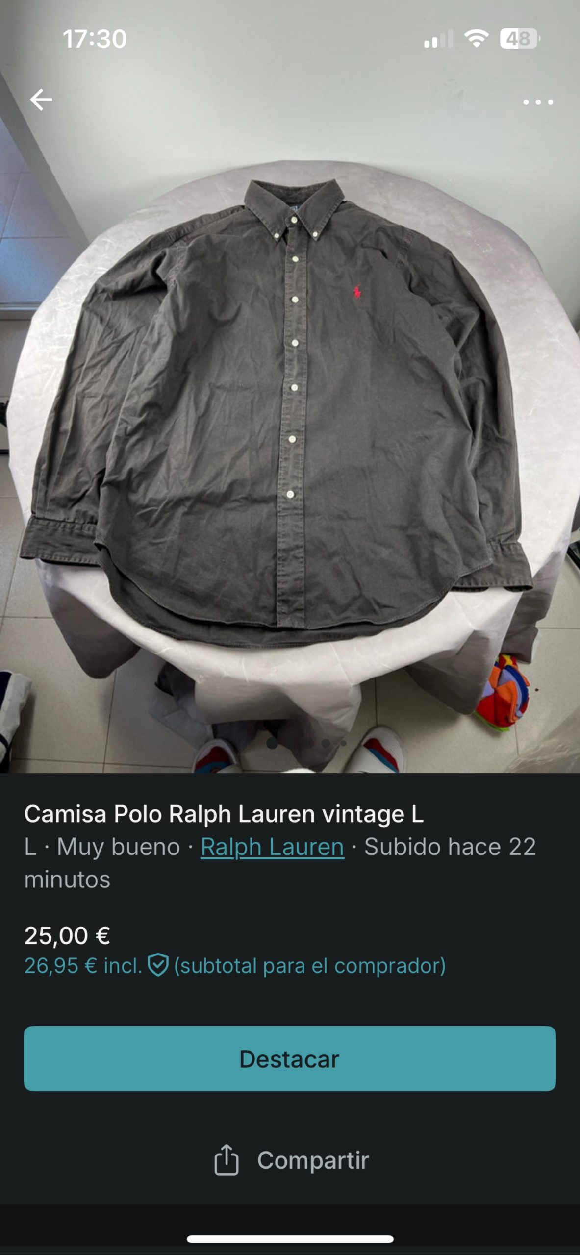 Ralph Lauren Dark Grey Vintage Oxford Shirt L