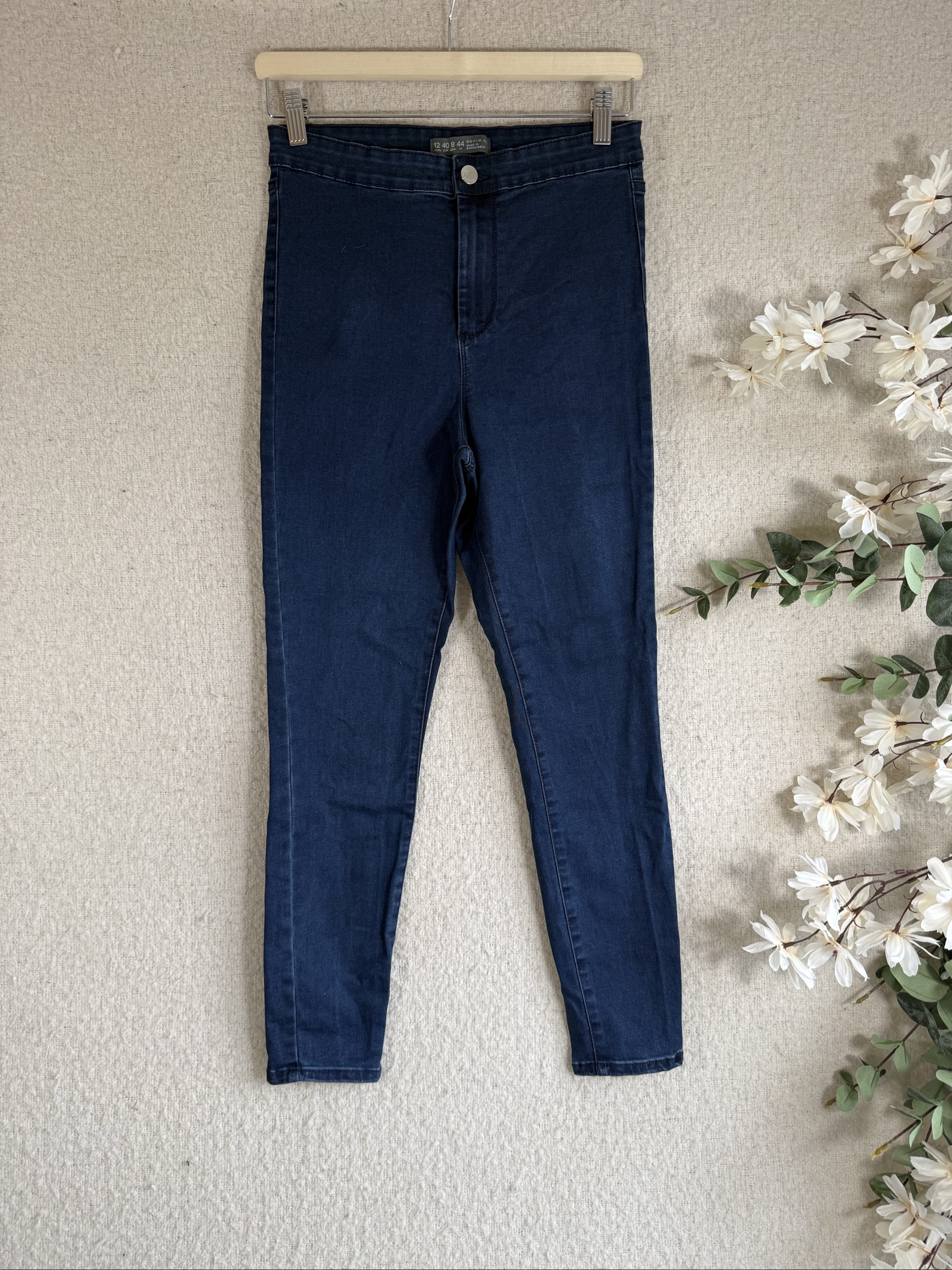 Denim Co Navy Blue Skinny High Waist Jeans Size 12 Women Stylish Casual Denim