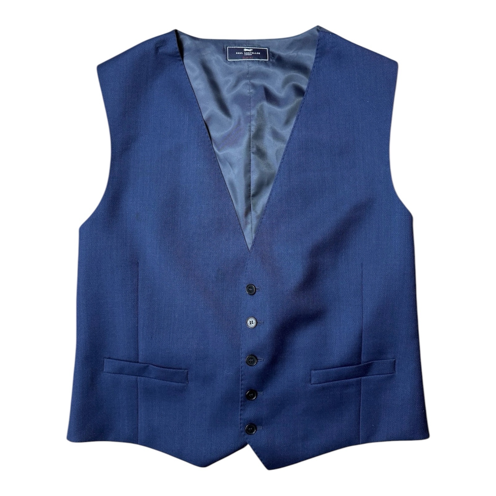 Paul Costelloe Navy Wool Blend Waistcoat UK 50
