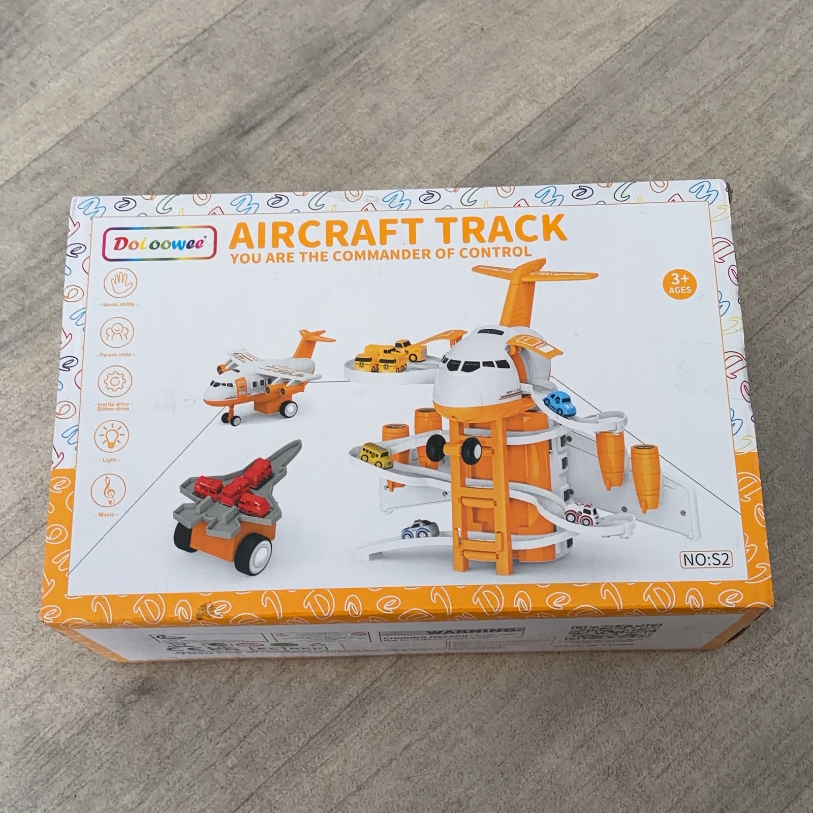 Doluowee Orange & White Aircraft Track Toy Set Kids 3+