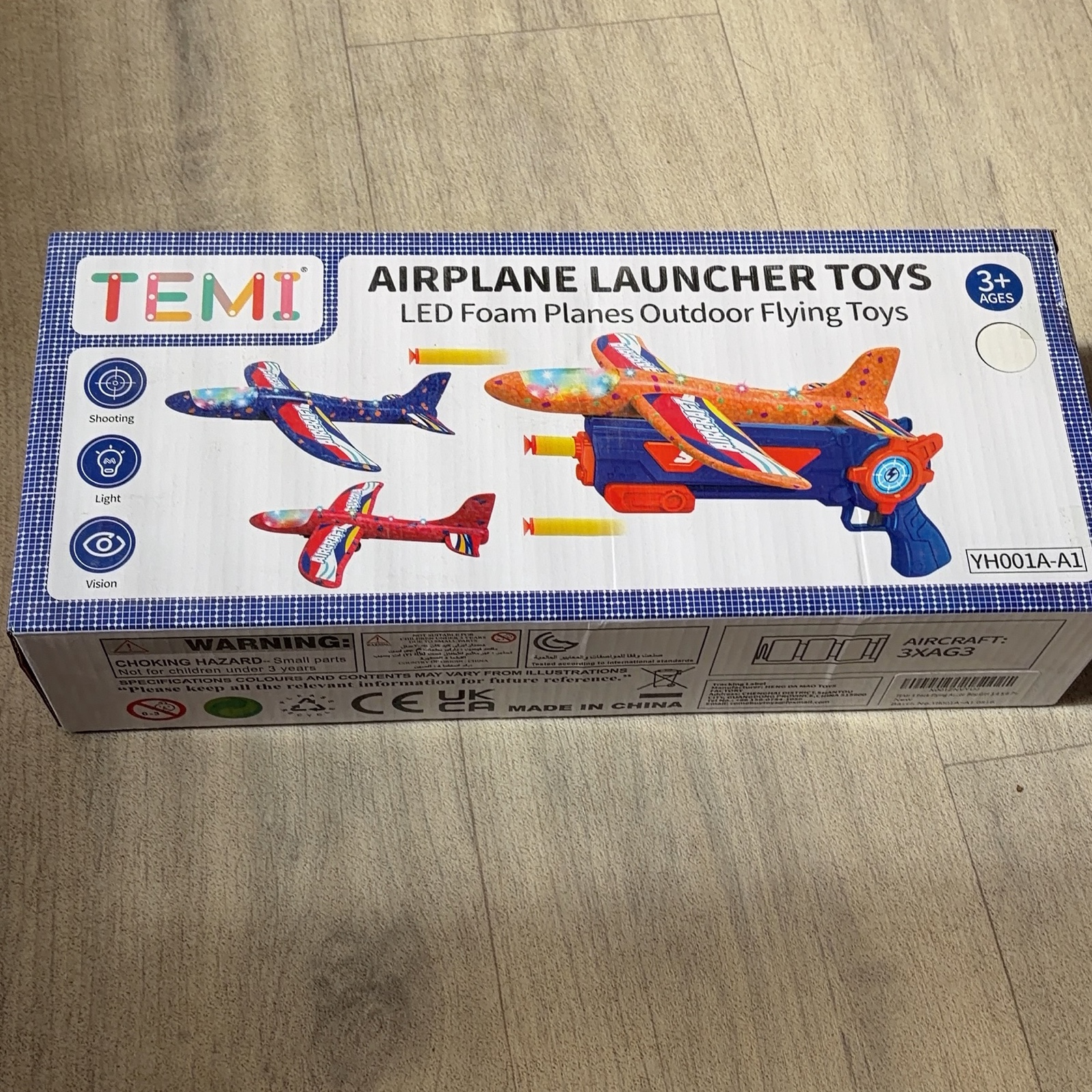 TEMI LED Foam Airplane Launcher Toys Kids 3+ Small