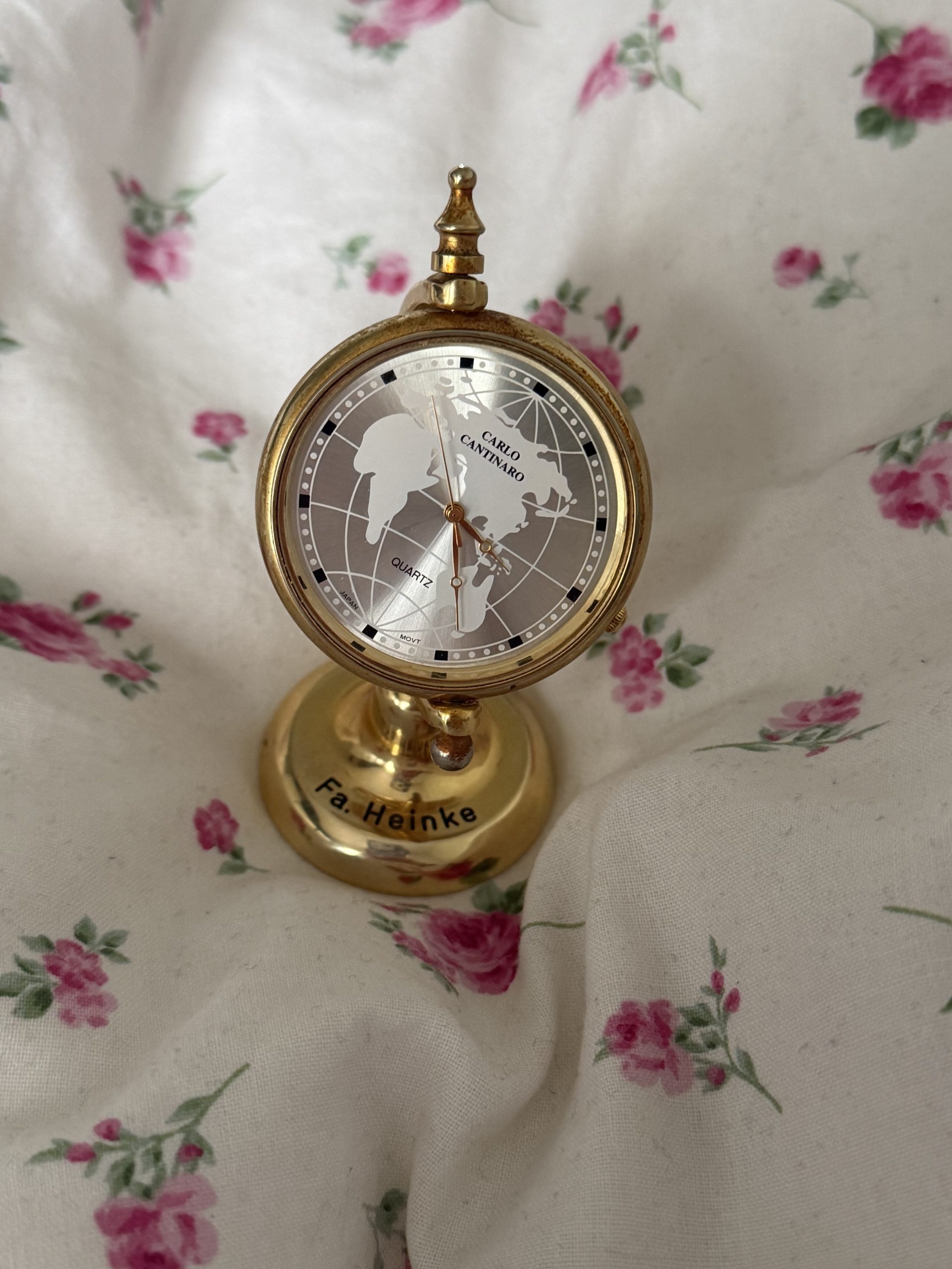 Carlo Cantinaro Gold Desk Clock Globe Quartz
