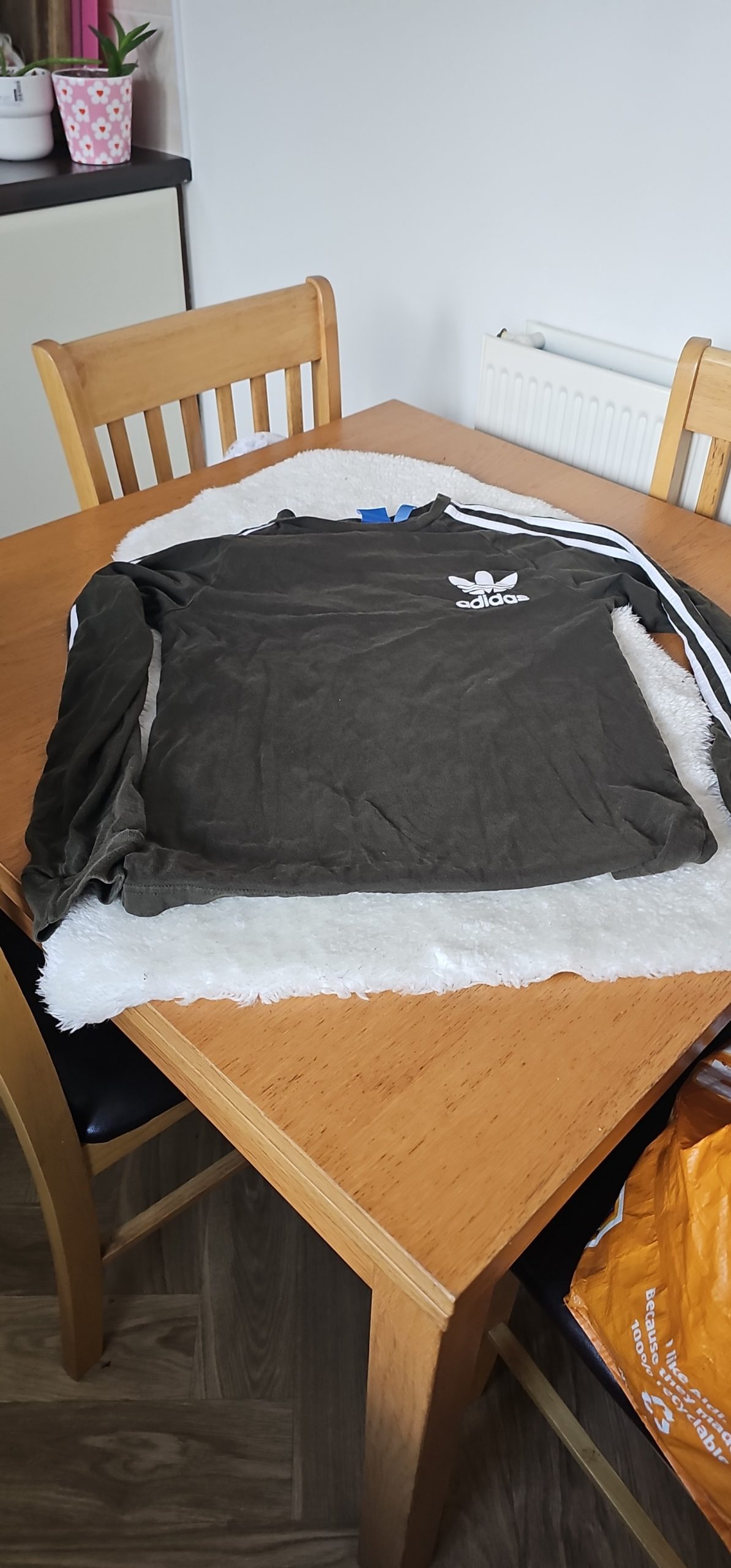Adidas Black Long Sleeve Trefoil Logo Top M