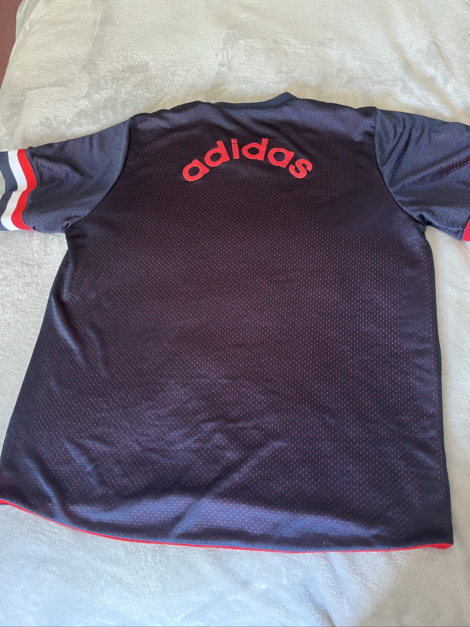 Adidas Black & Red V-Neck Reversible Sports Shirt M