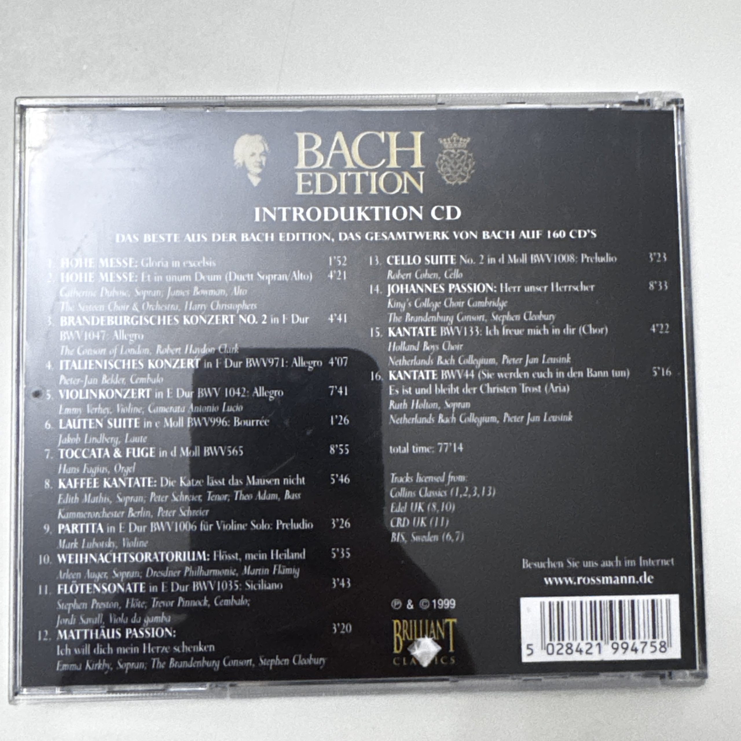 Brilliant Classics Bach Edition Introduction CD 1999 Media 74 image 2