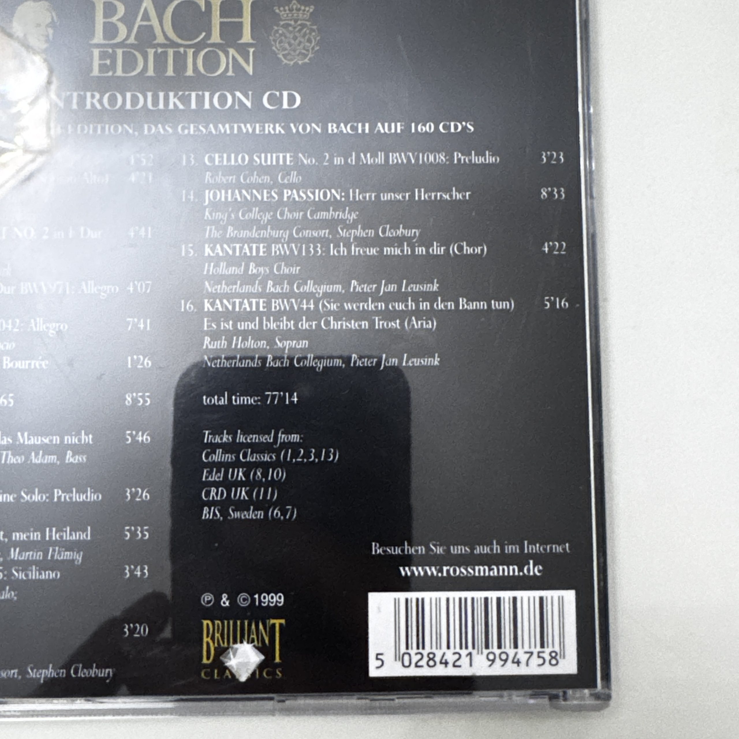 Brilliant Classics Bach Edition Introduction CD 1999 Media 74 image 4