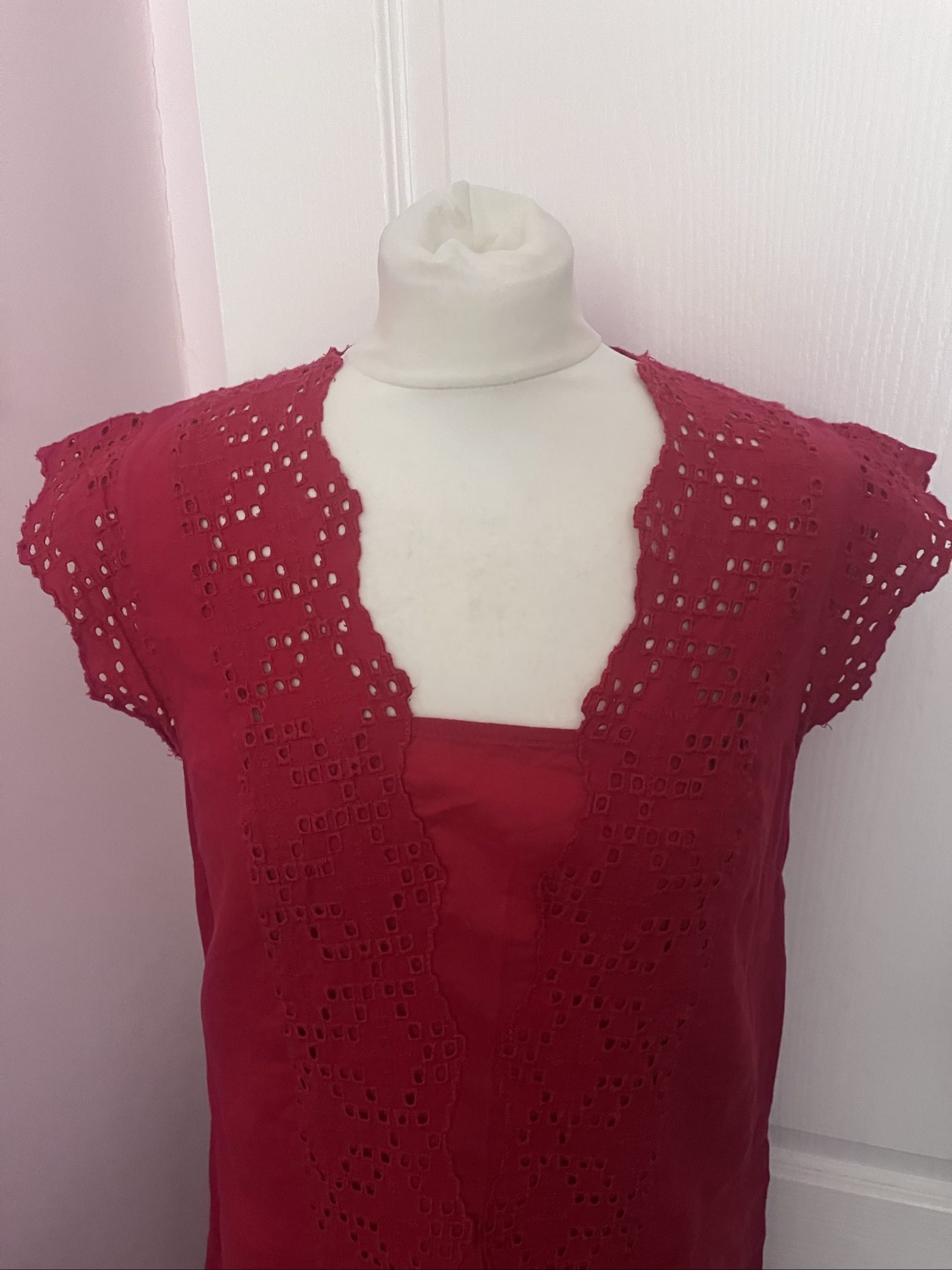 White Stuff Pink Eyelet Lace Shift Dress 12 image 2