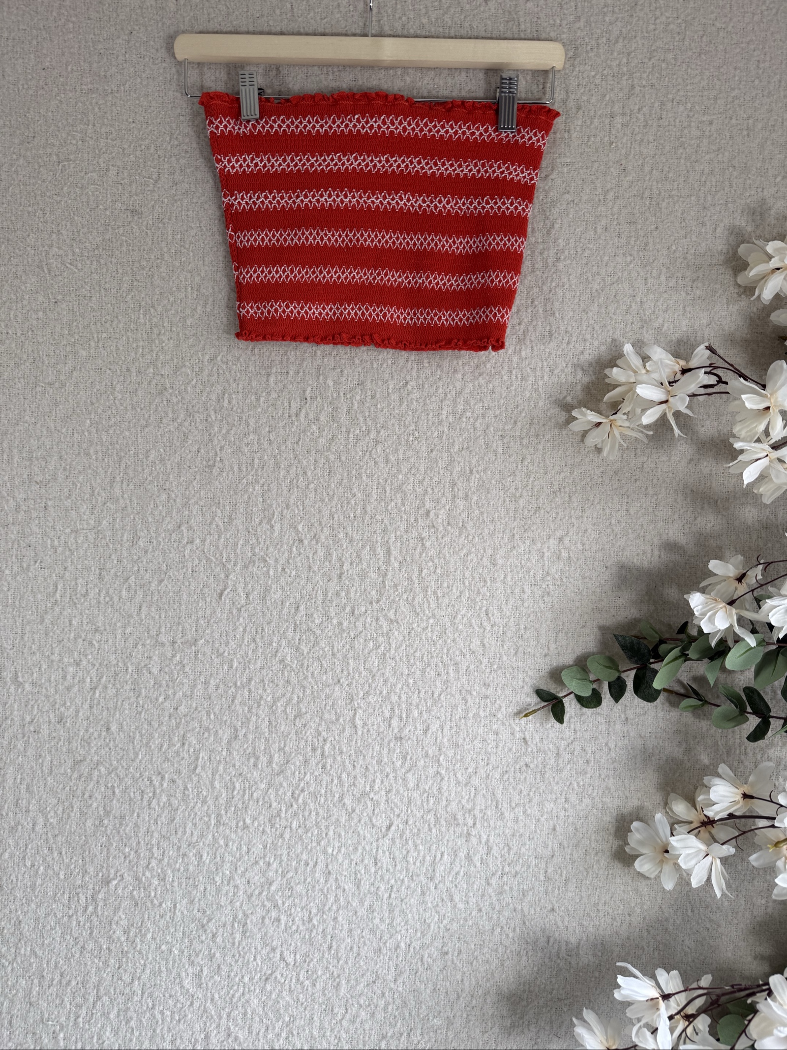 Primark Red & White Striped Tube Top Size 12 Casual Summer Crop Top