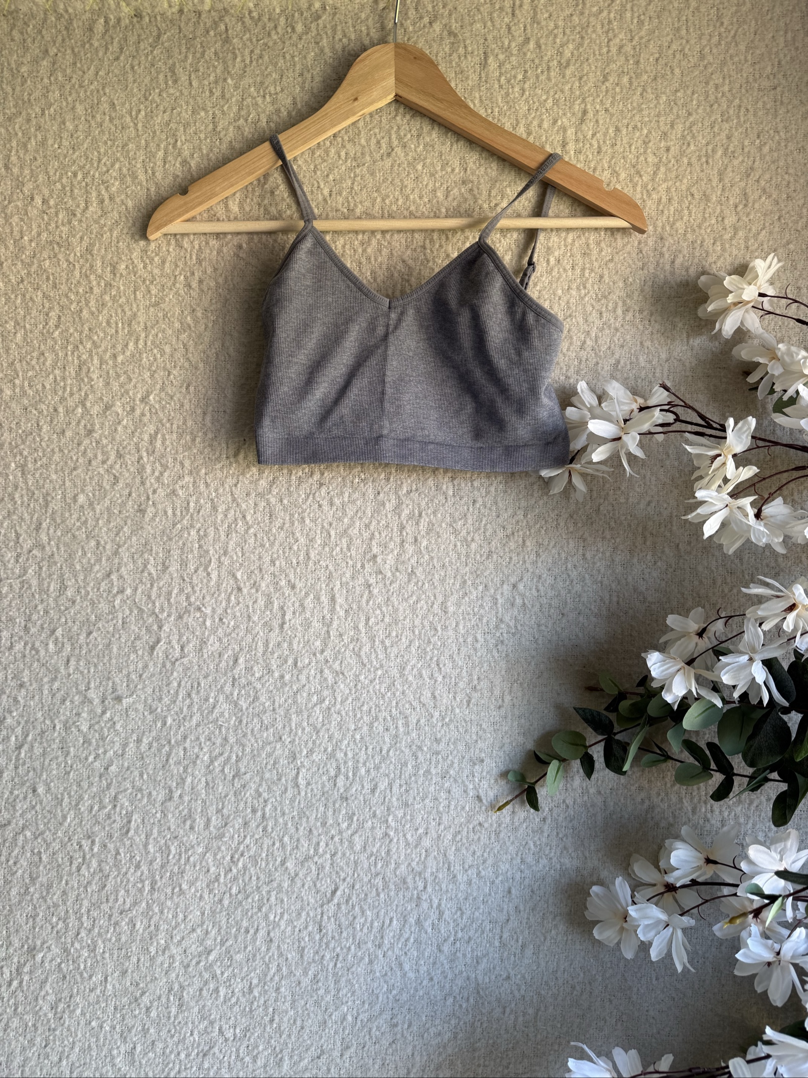 George Grey Ribbed Knit Crop Top Spaghetti Straps Small Casual Summer Style