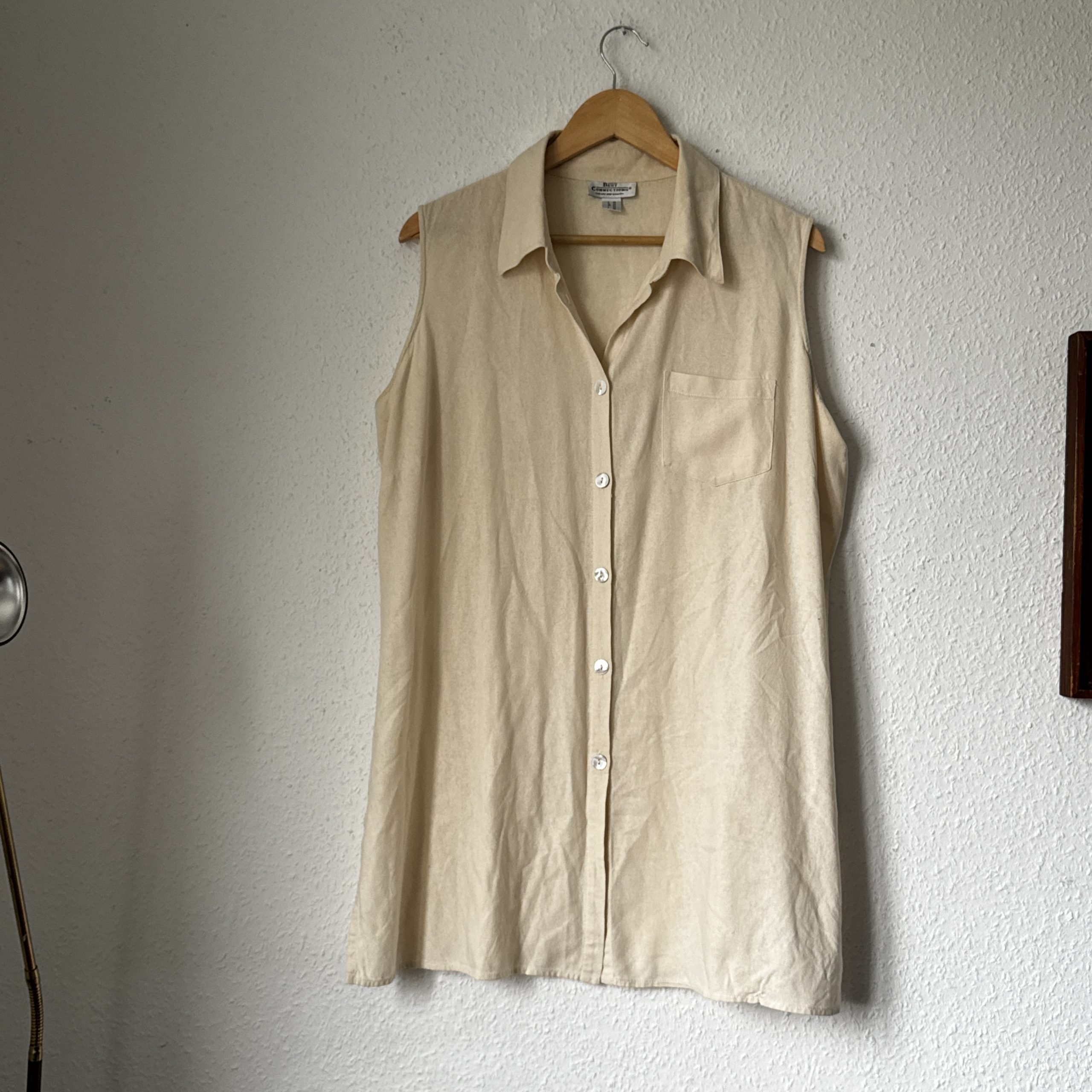 Best Connections Beige Sleeveless Cotton Blouse UK 20 2250
