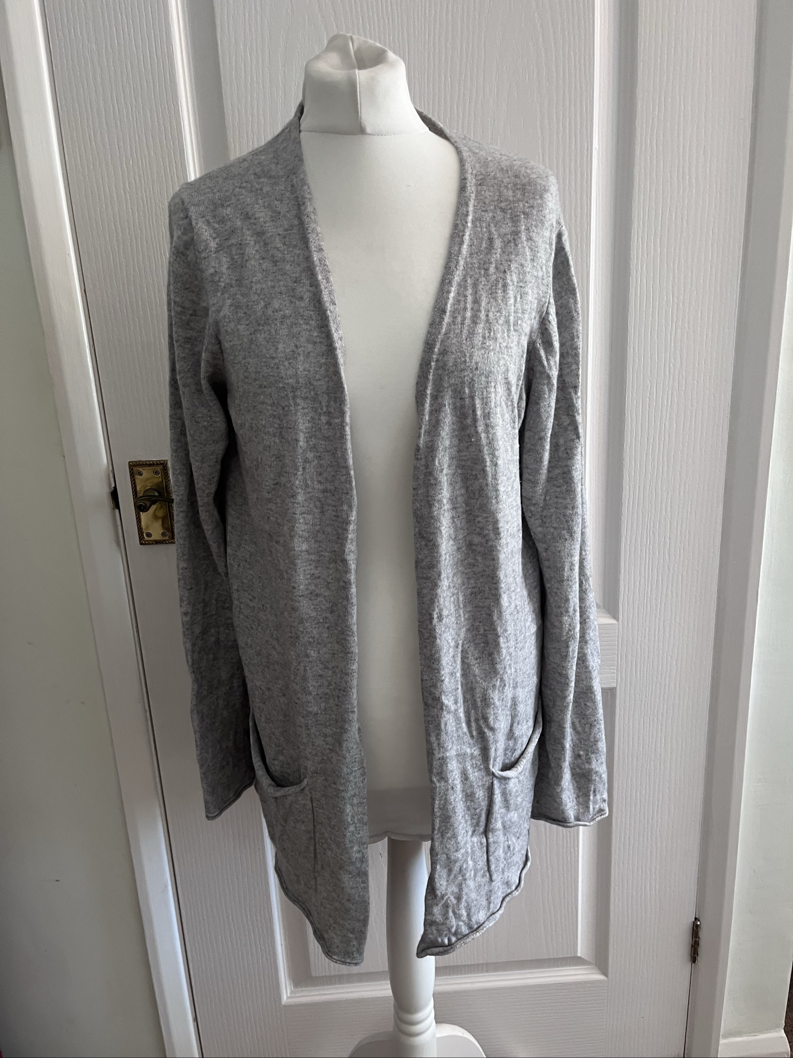 Marc Cain Grey Knit Open Front Cardigan Size M Soft cashmere Blend