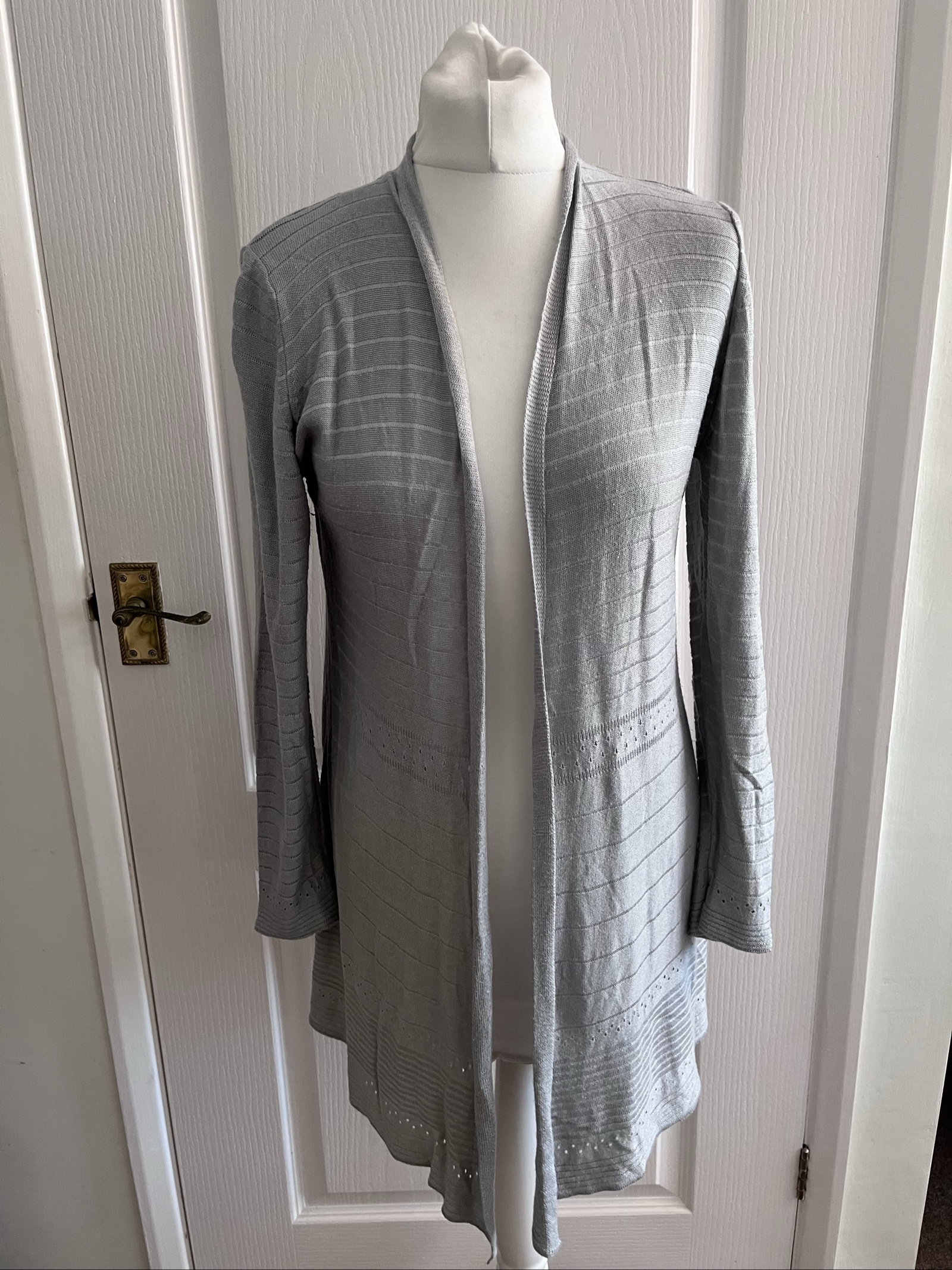 Per Una Grey Knitted Open Front Cardigan, UK 14