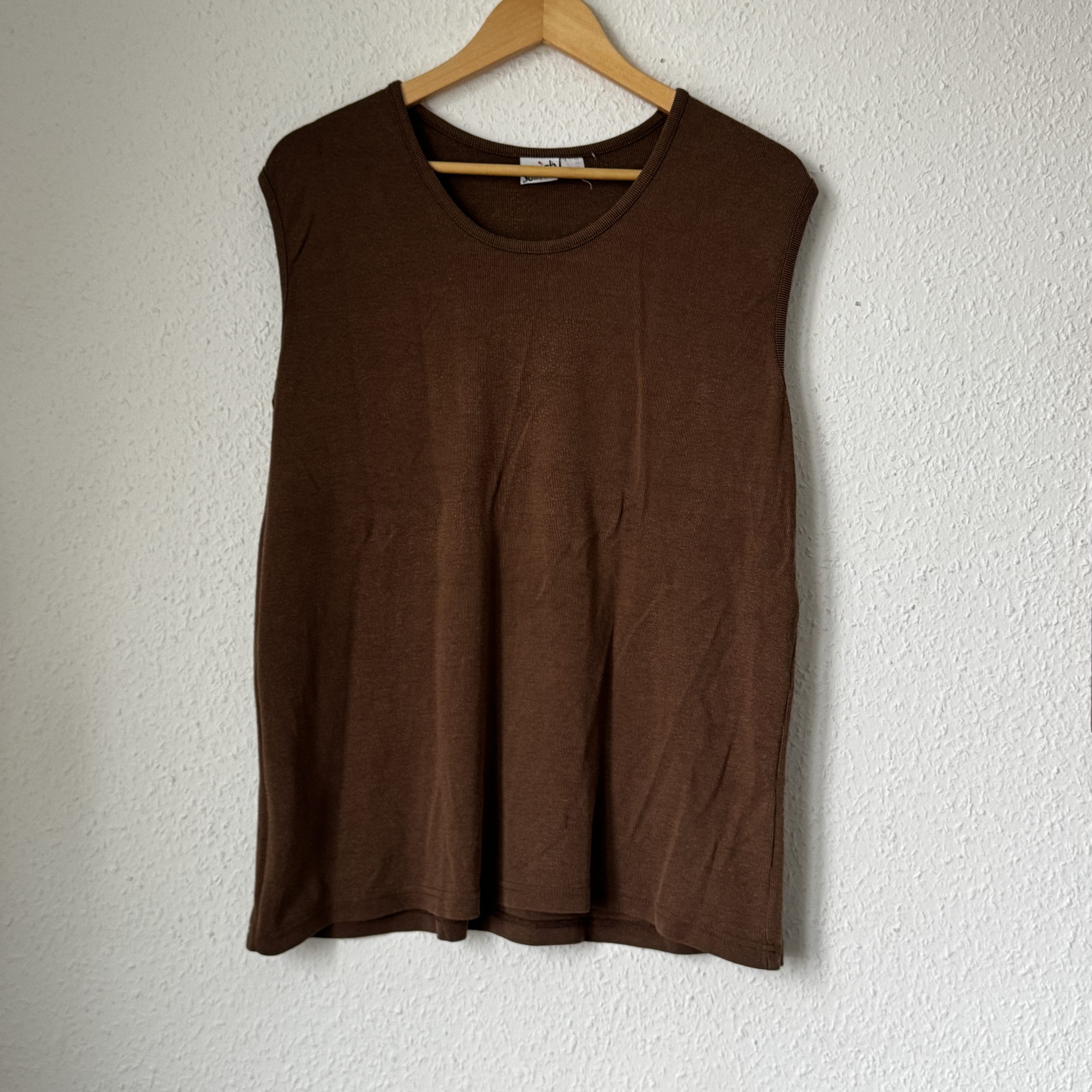 Marlboro Brown Ribbed Knit Sleeveless Top Large Brown 2251