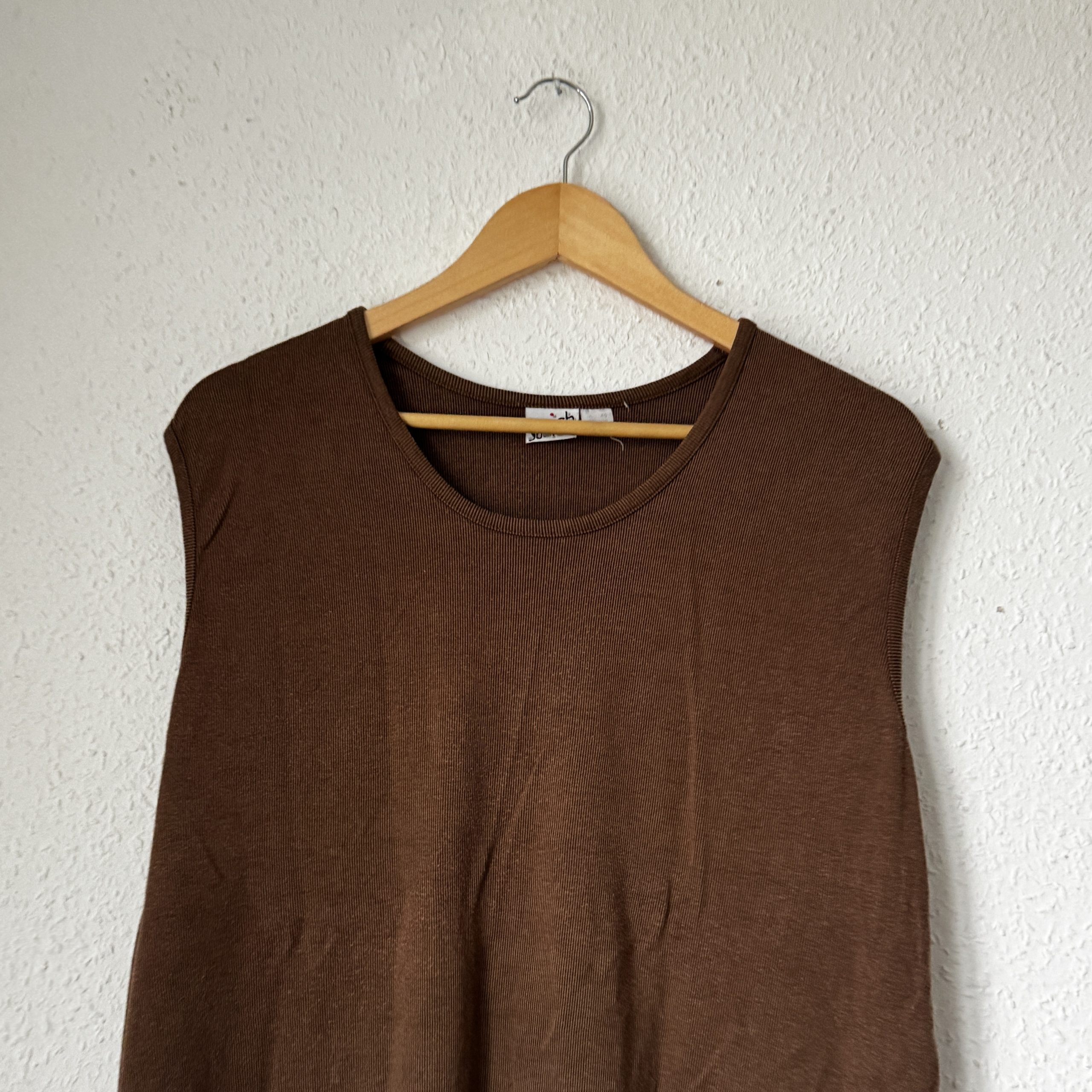 Marlboro Brown Ribbed Knit Sleeveless Top Large Brown 2251 image 4