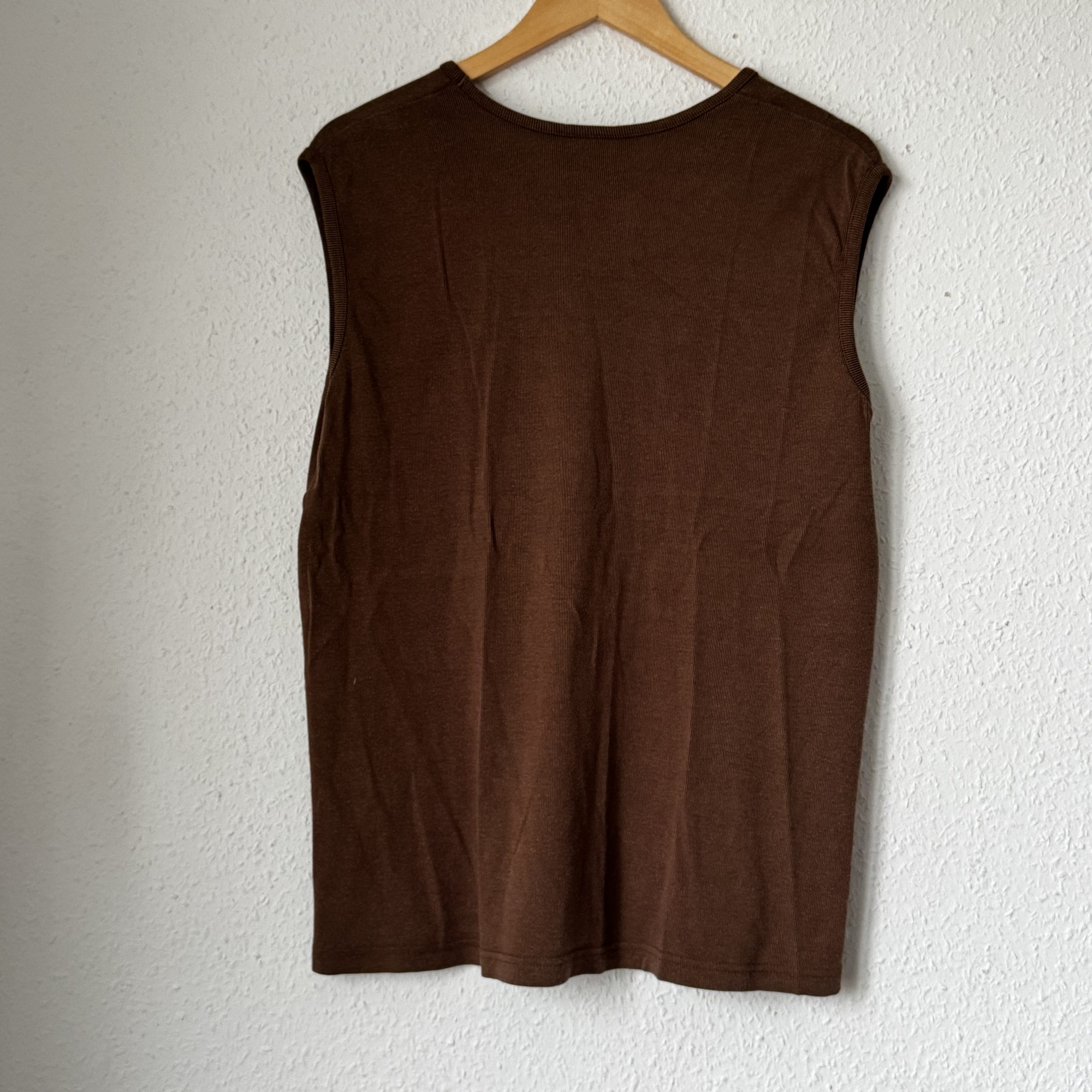 Marlboro Brown Ribbed Knit Sleeveless Top Large Brown 2251 image 9