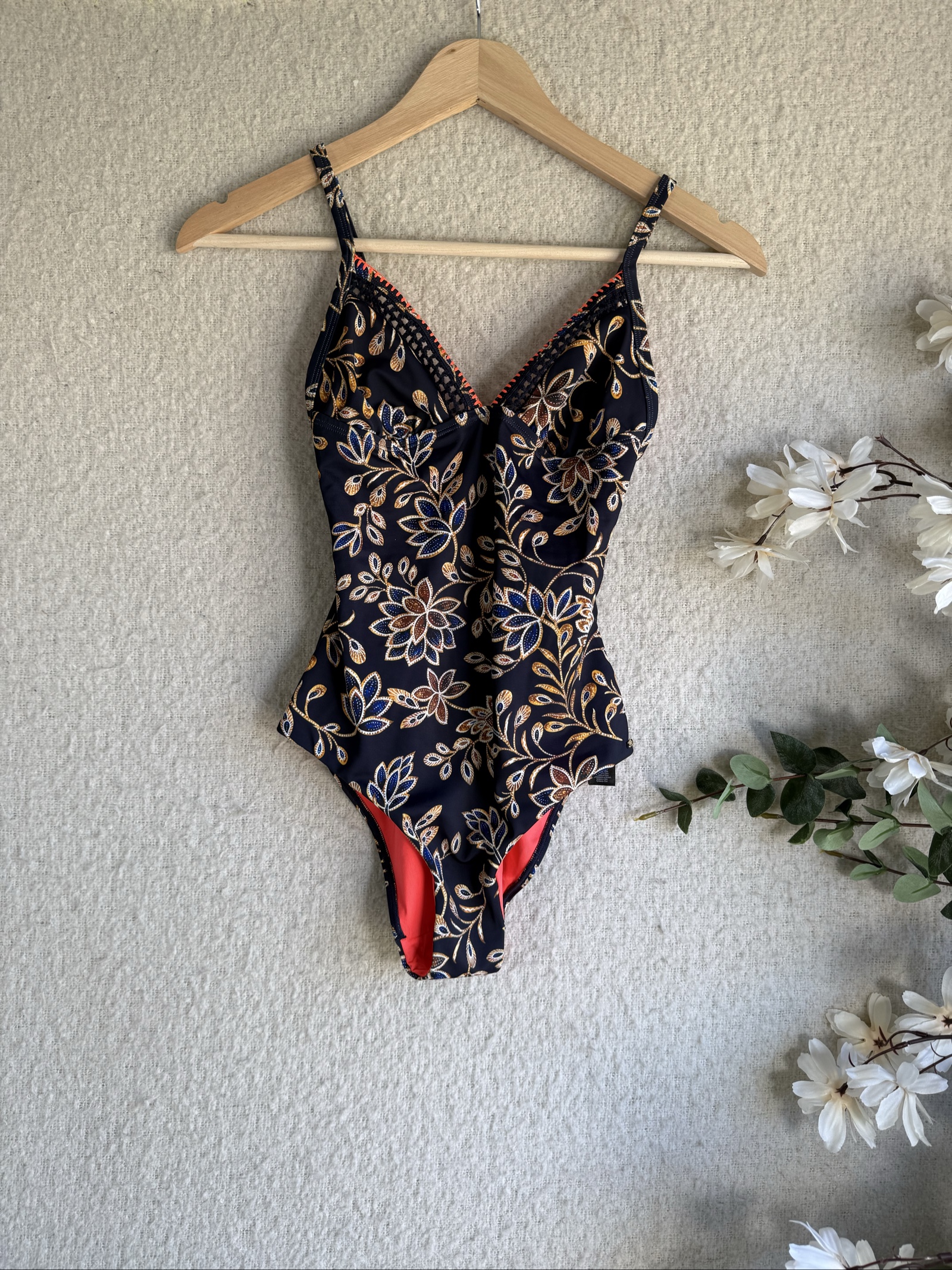 F&F Navy Floral One-Piece Swimsuit Size 6 Stylish Summer Swimwear Beachwear