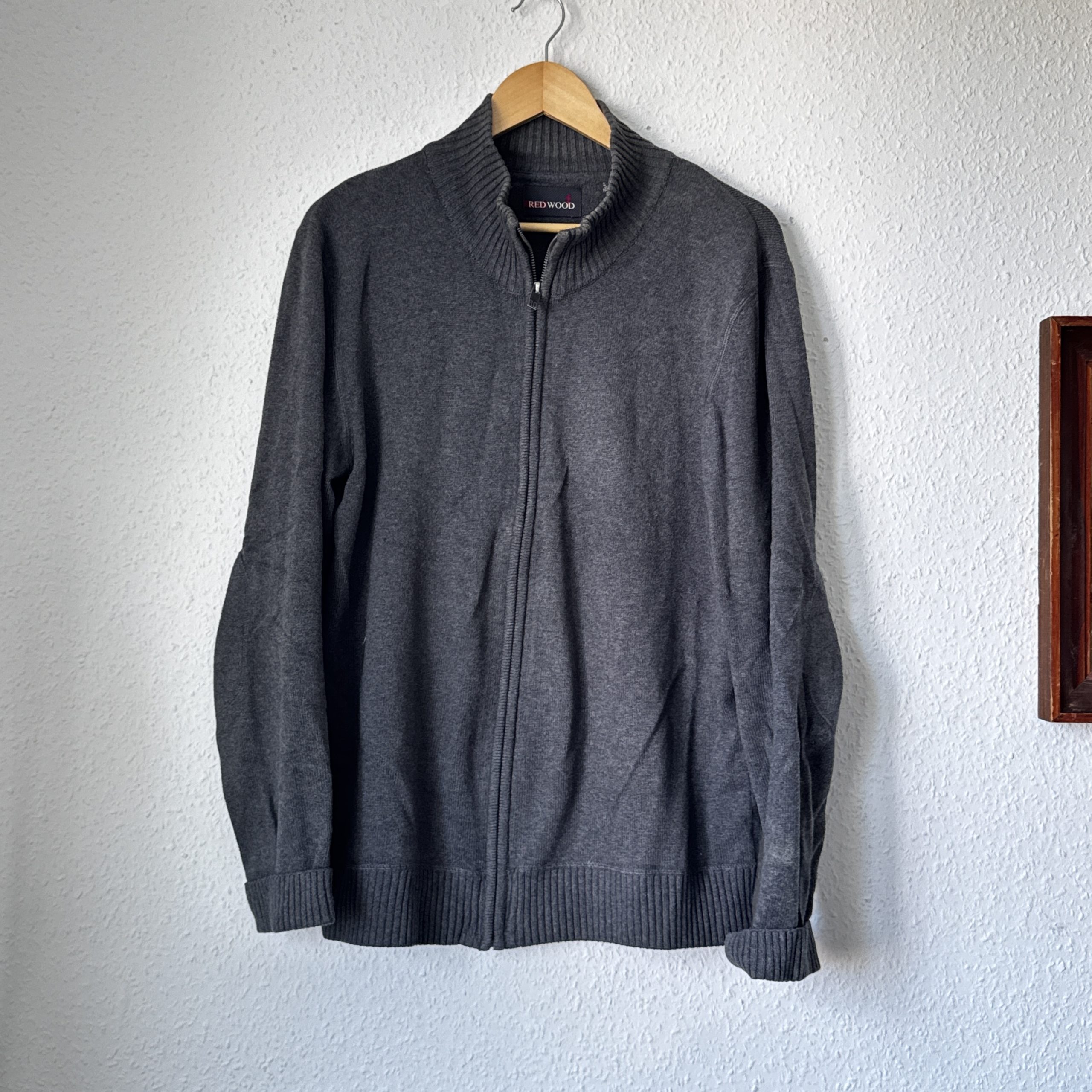 Redwood Grey Full Zip Jumper Medium Ribbed Collar 2300