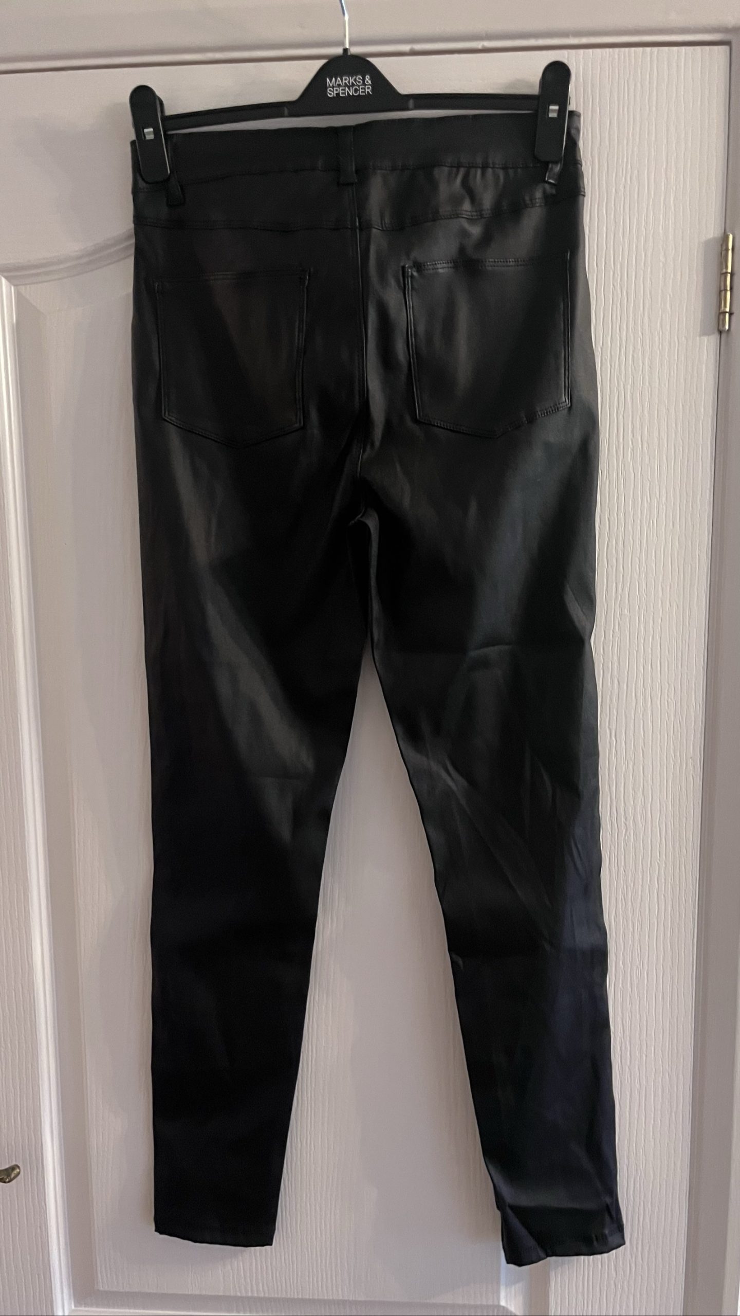 Primark Black Faux Leather Skinny Trousers UK 12 image 3