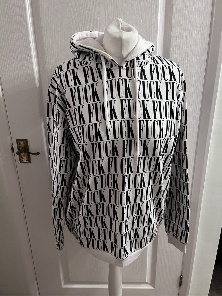 FSBN Black & White Printed Hoodie Medium Regular Fit