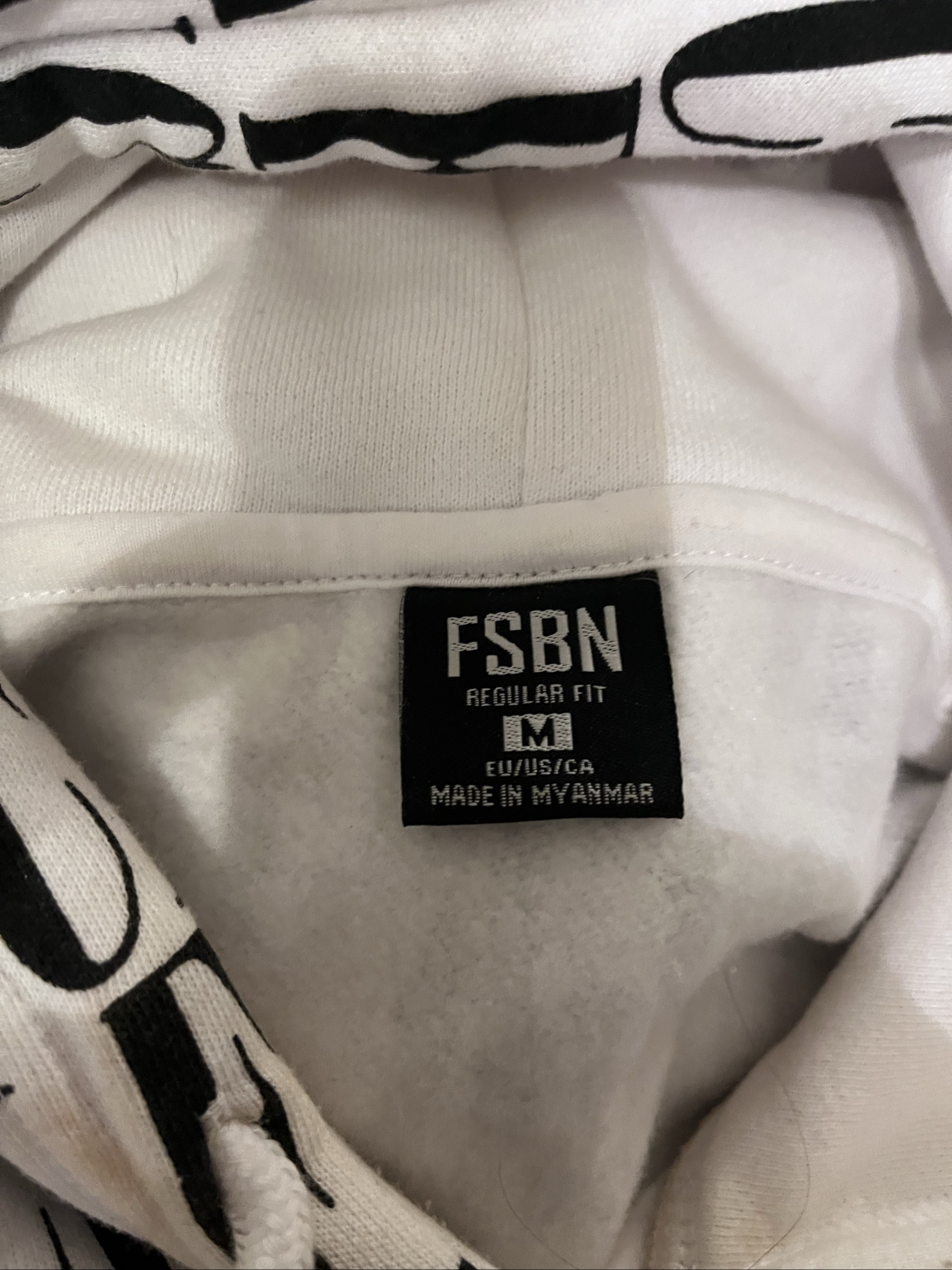 FSBN Black & White Printed Hoodie Medium Regular Fit image 4