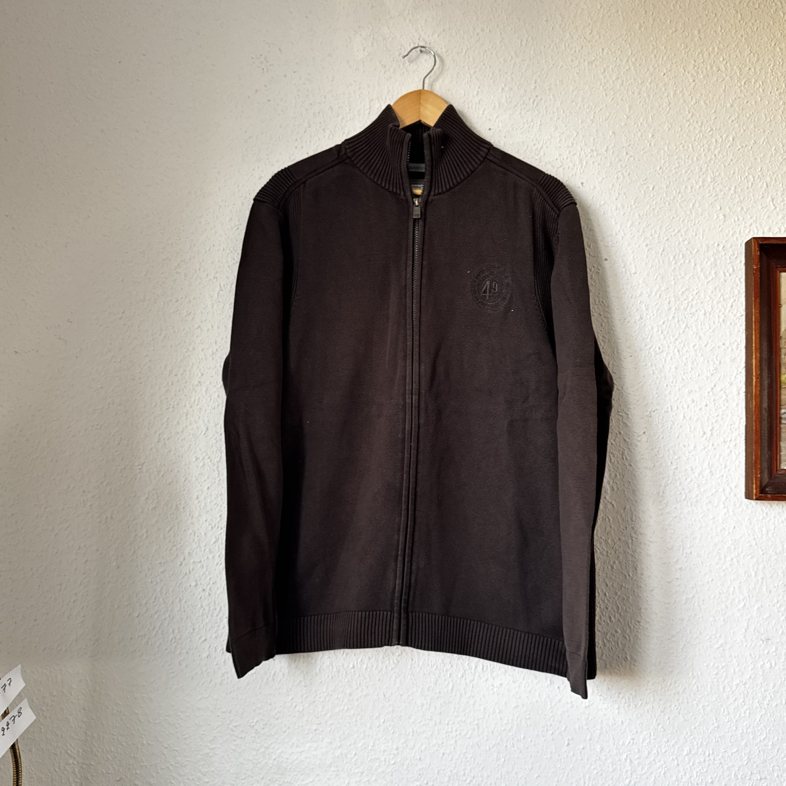 Sprit Hackett Brown Full Zip Jumper UK Large Ribbed Collar 2277
